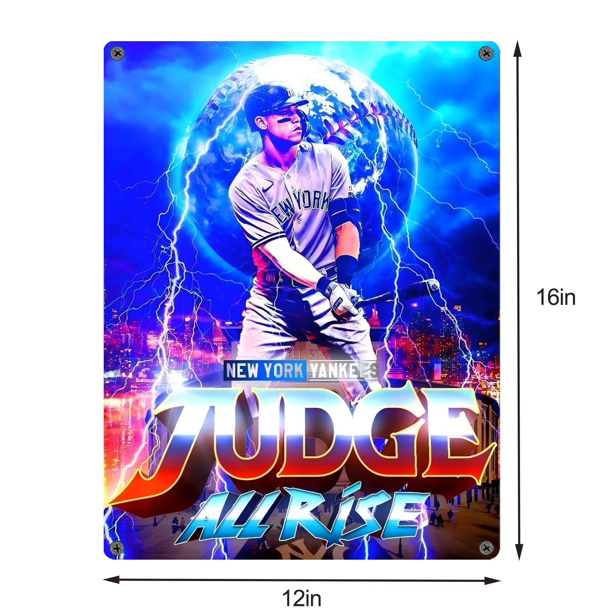 Aaron Judge 99 All Rise Vintage Metal Tin Sign 12x16inch – Retro Wall Art Decor For Home, Bar, Kitchen, Bedroom, Office – Durable Iron Sheet Poster, Easy To Hang, Full-Color Printing