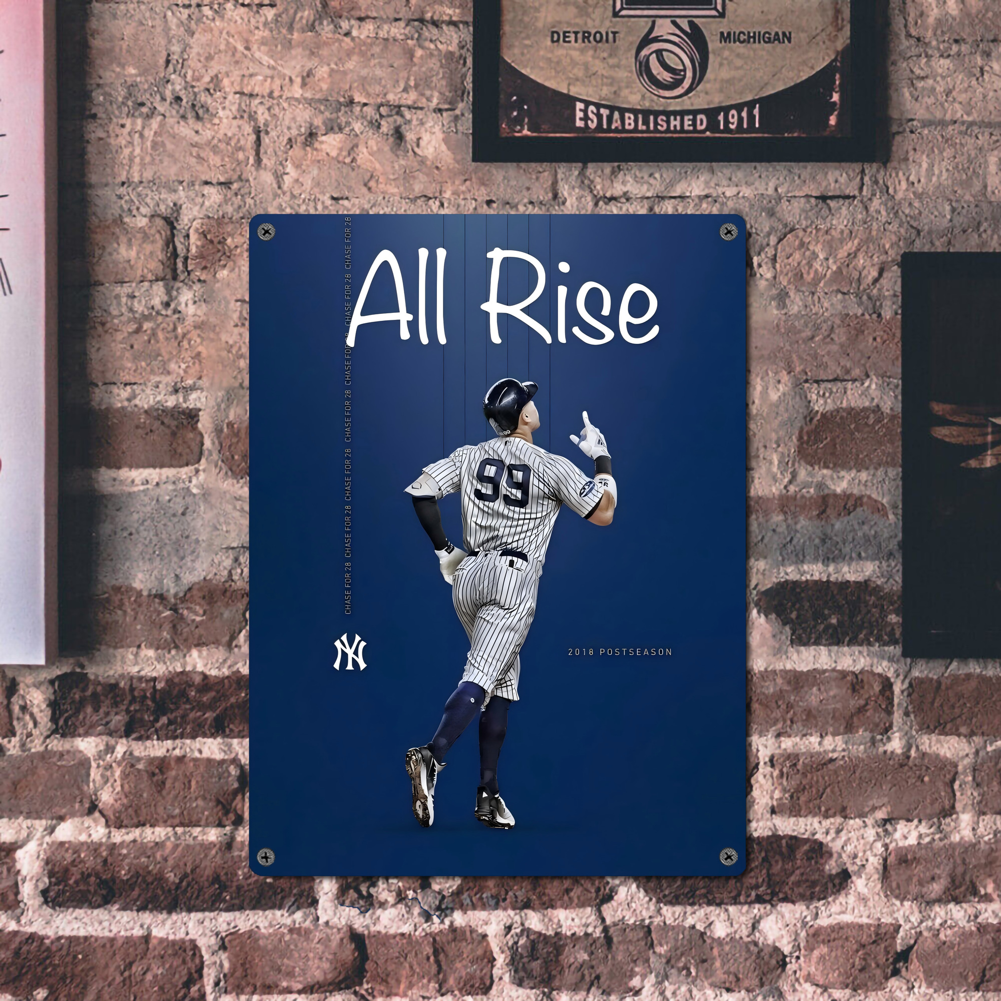 Aaron Judge 99 All Rise Vintage Metal Tin Sign 12x16inch – Retro Wall Art Decor For Home, Bar, Kitchen, Bedroom, Office – Durable Iron Sheet Poster, Easy To Hang, Full-Color Printing