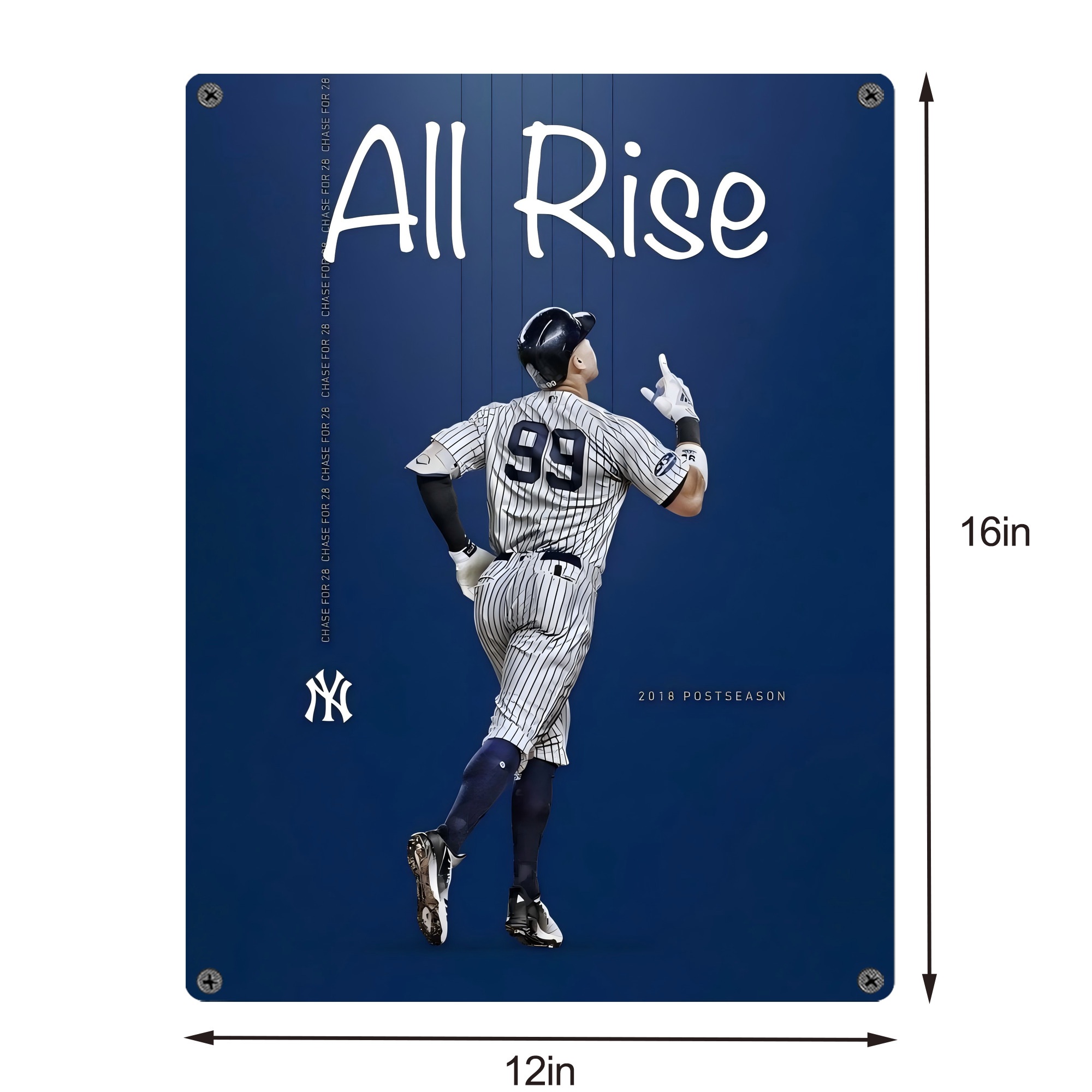 Aaron Judge 99 All Rise Vintage Metal Tin Sign 12x16inch – Retro Wall Art Decor For Home, Bar, Kitchen, Bedroom, Office – Durable Iron Sheet Poster, Easy To Hang, Full-Color Printing