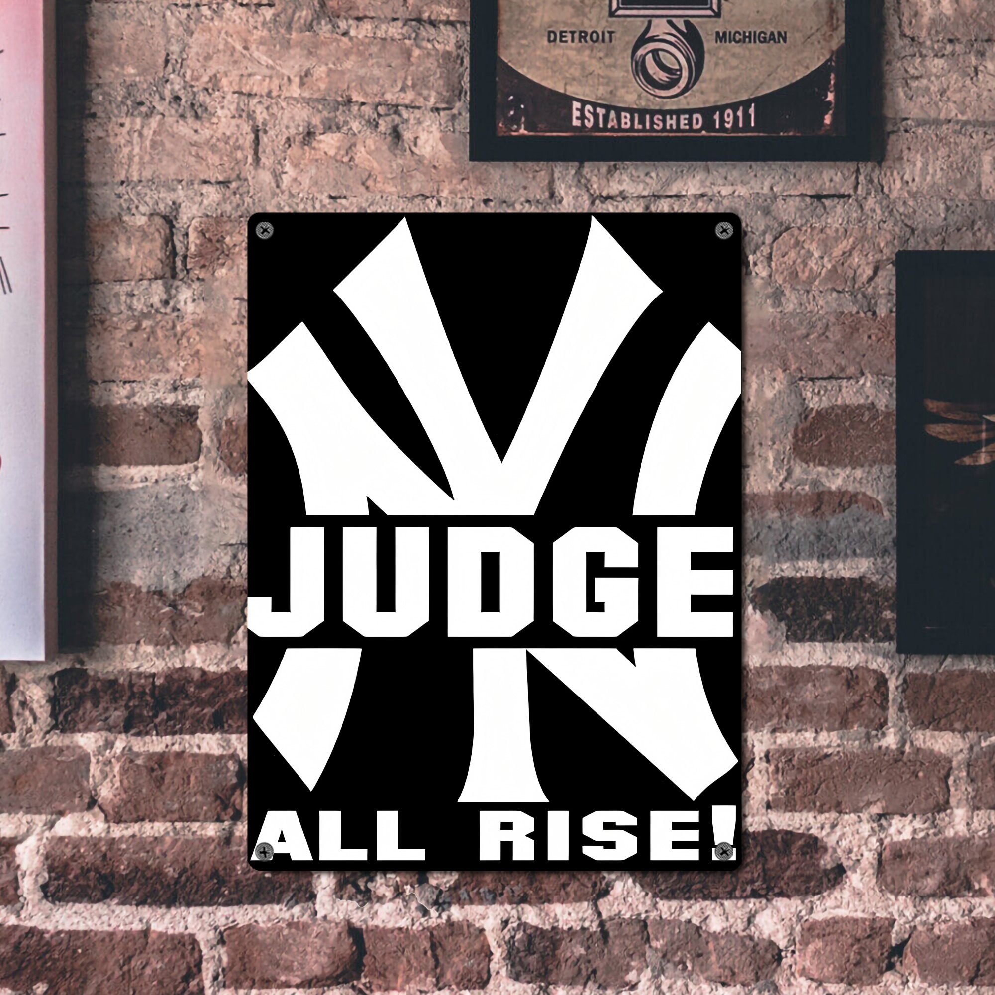 Aaron Judge 99 All Rise Vintage Metal Tin Sign 12x16inch – Retro Wall Art Decor For Home, Bar, Kitchen, Bedroom, Office – Durable Iron Sheet Poster, Easy To Hang, Full-Color Printing