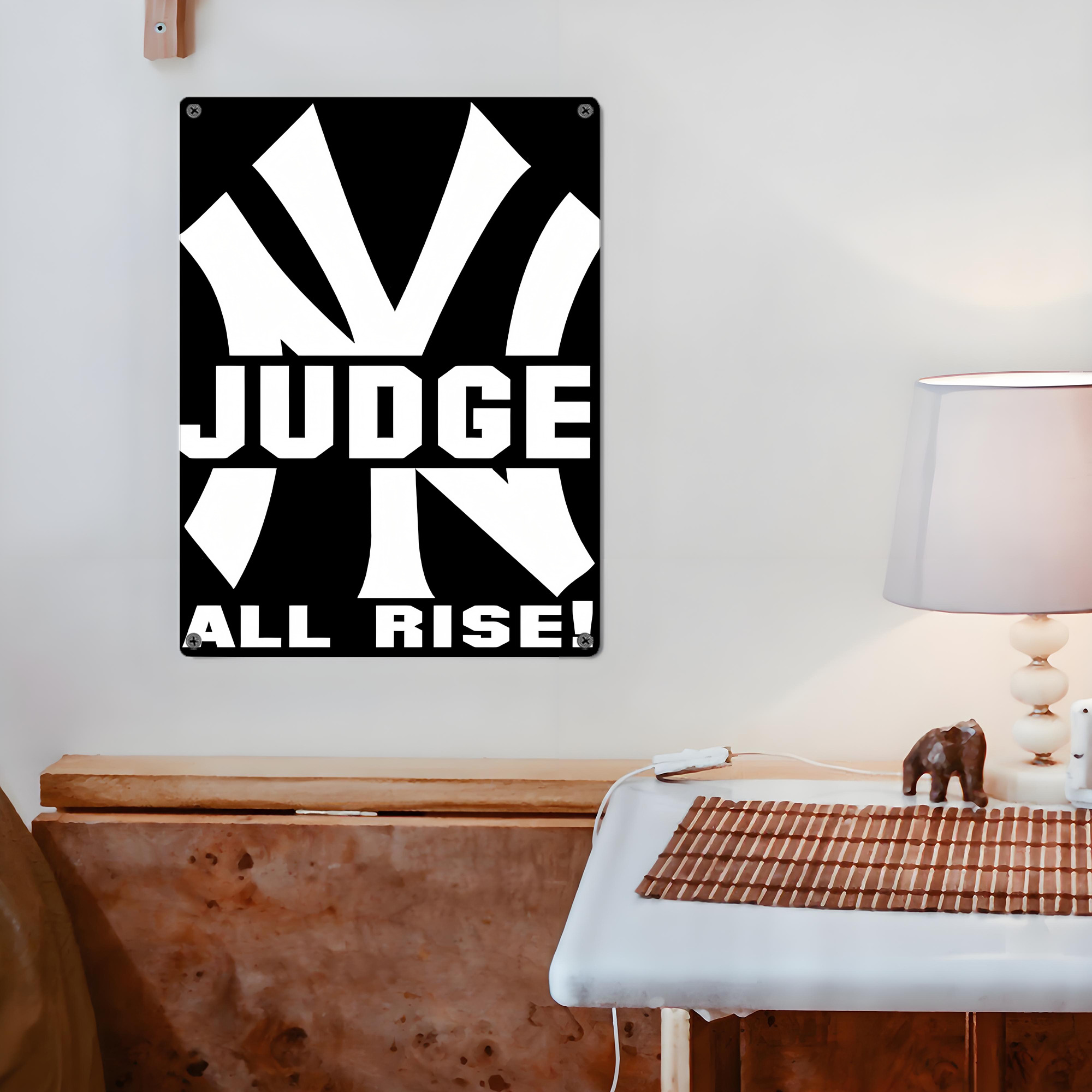 Aaron Judge 99 All Rise Vintage Metal Tin Sign 12x16inch – Retro Wall Art Decor For Home, Bar, Kitchen, Bedroom, Office – Durable Iron Sheet Poster, Easy To Hang, Full-Color Printing