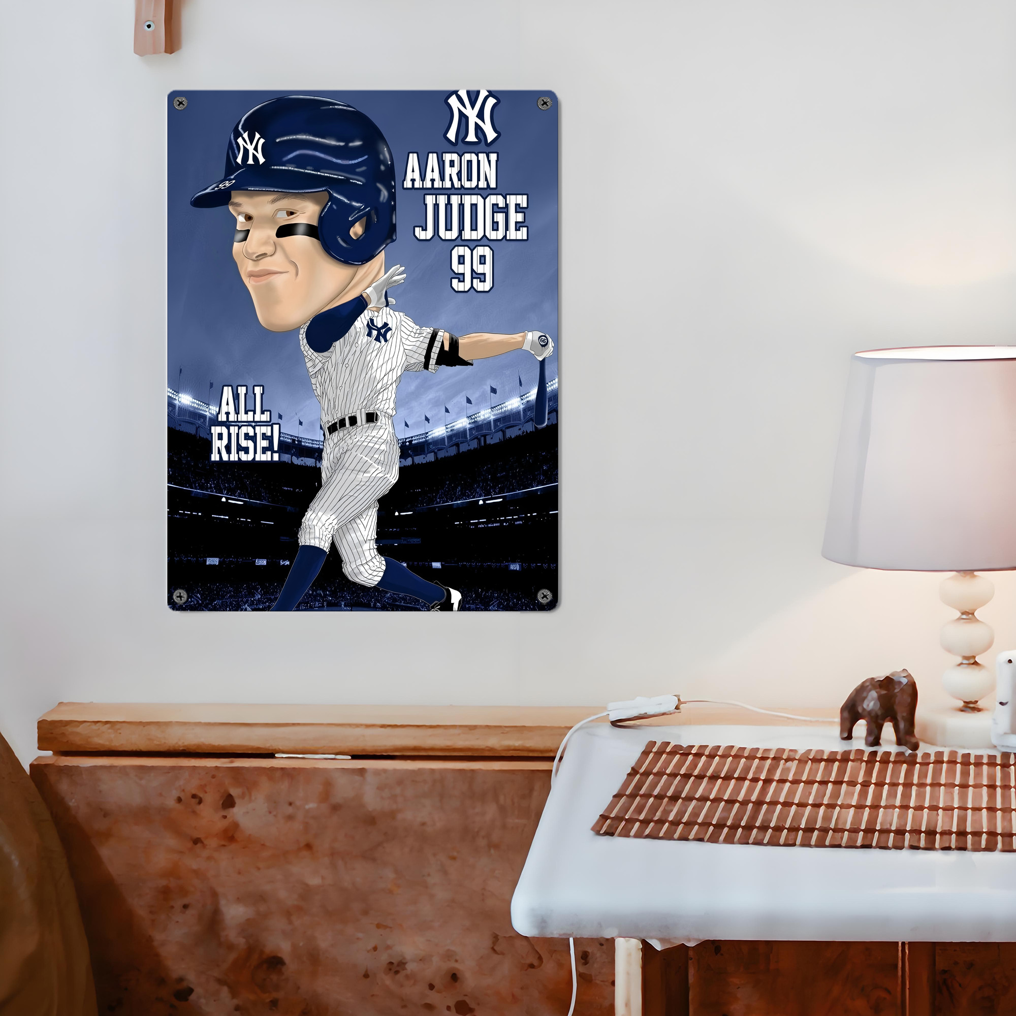 Aaron Judge 99 All Rise Cartoon Vintage Metal Tin Sign 12x16inch – Retro Wall Art Decor For Home, Bar, Kitchen, Bedroom, Office – Durable Iron Sheet Poster, Easy To Hang, Full-Color Printing