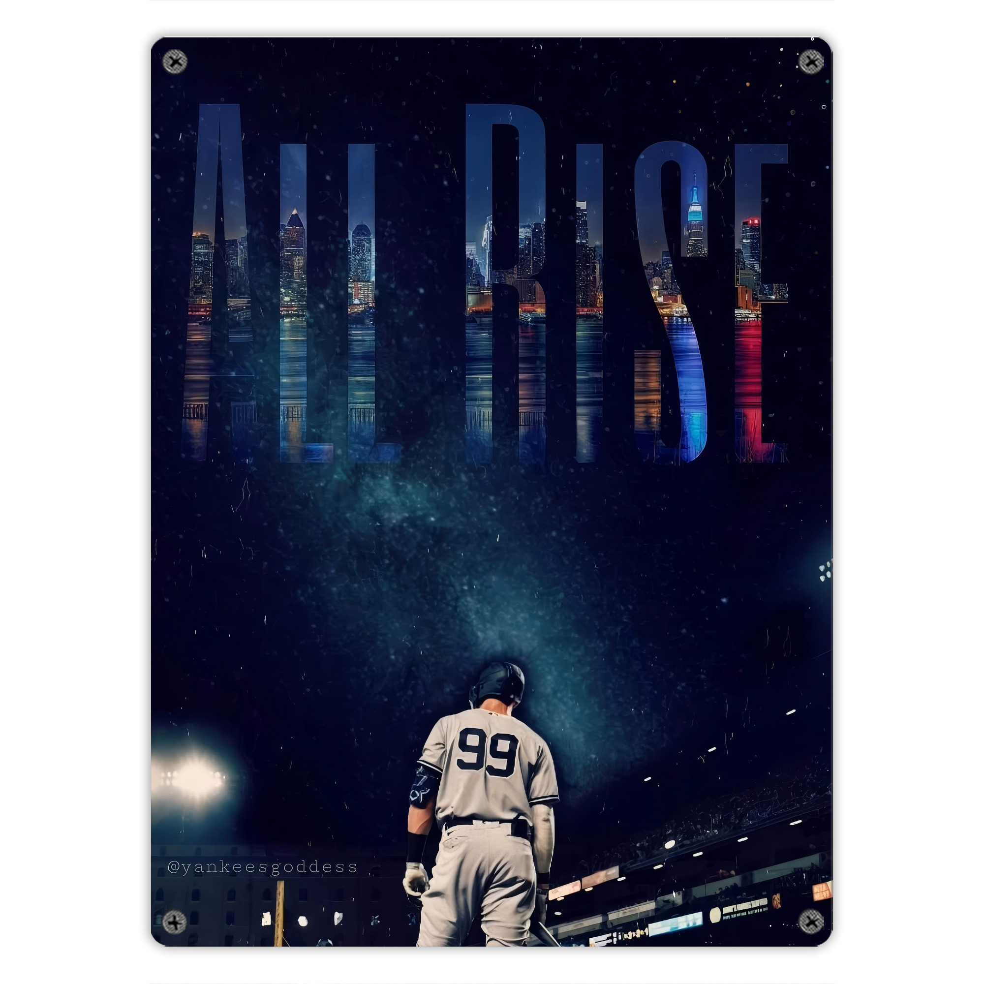 Aaron Judge 99 All Rise Vintage Metal Tin Sign 12x16inch – Retro Wall Art Decor For Home, Bar, Kitchen, Bedroom, Office – Durable Iron Sheet Poster, Easy To Hang, Full-Color Printing