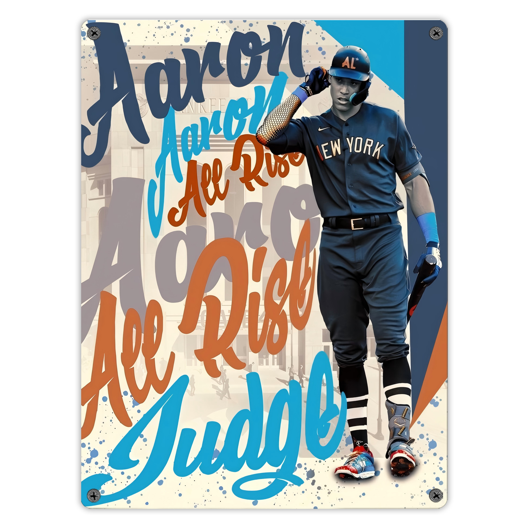 Aaron Judge 99 All Rise Vintage Metal Tin Sign 12x16inch – Retro Wall Art Decor For Home, Bar, Kitchen, Bedroom, Office – Durable Iron Sheet Poster, Easy To Hang, Full-Color Printing