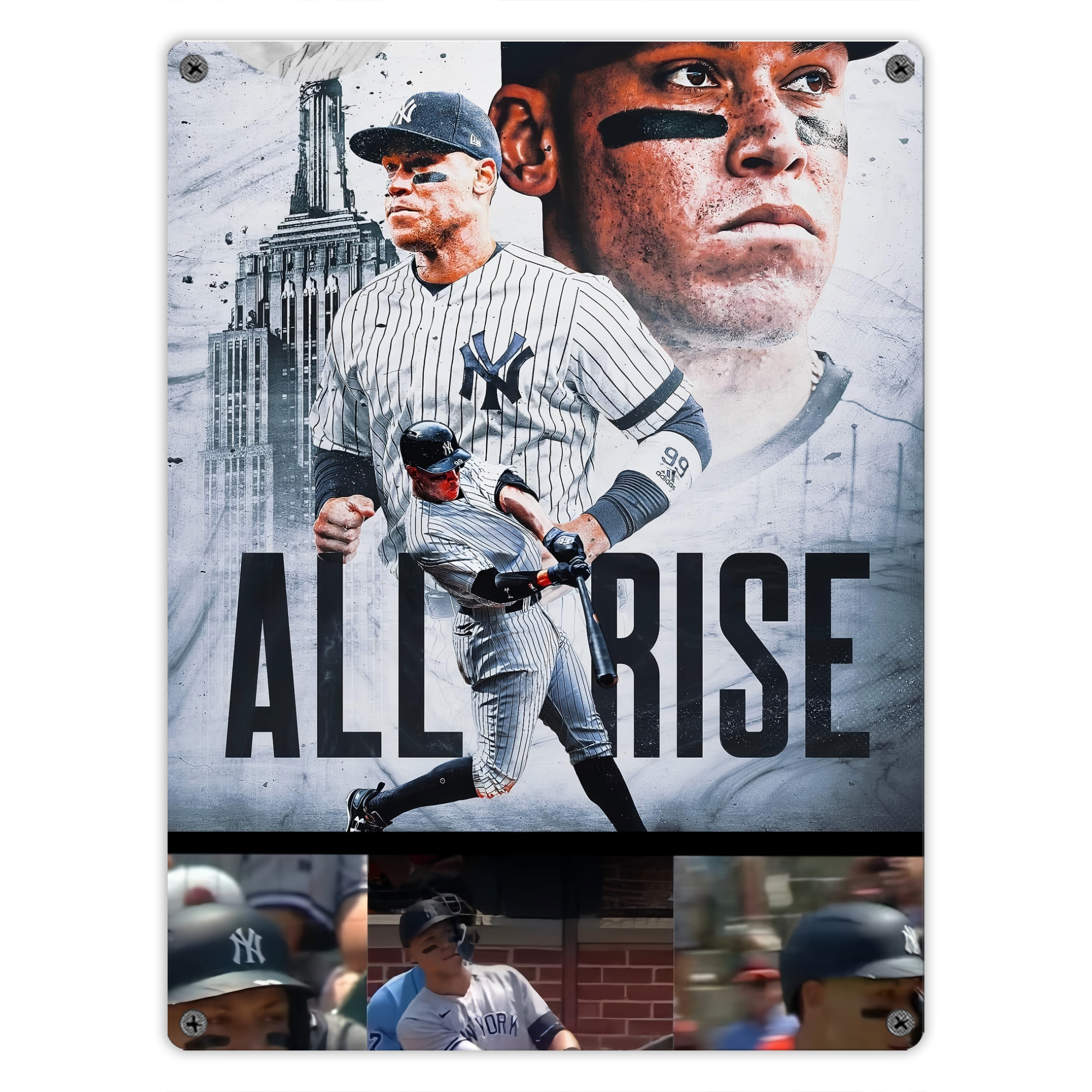 Aaron Judge 99 All Rise Vintage Metal Tin Sign 12x16inch – Retro Wall Art Decor For Home, Bar, Kitchen, Bedroom, Office – Durable Iron Sheet Poster, Easy To Hang, Full-Color Printing