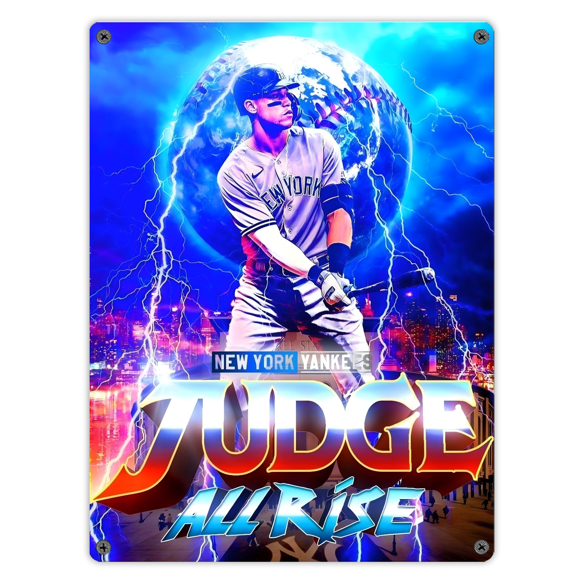 Aaron Judge 99 All Rise Vintage Metal Tin Sign 12x16inch – Retro Wall Art Decor For Home, Bar, Kitchen, Bedroom, Office – Durable Iron Sheet Poster, Easy To Hang, Full-Color Printing