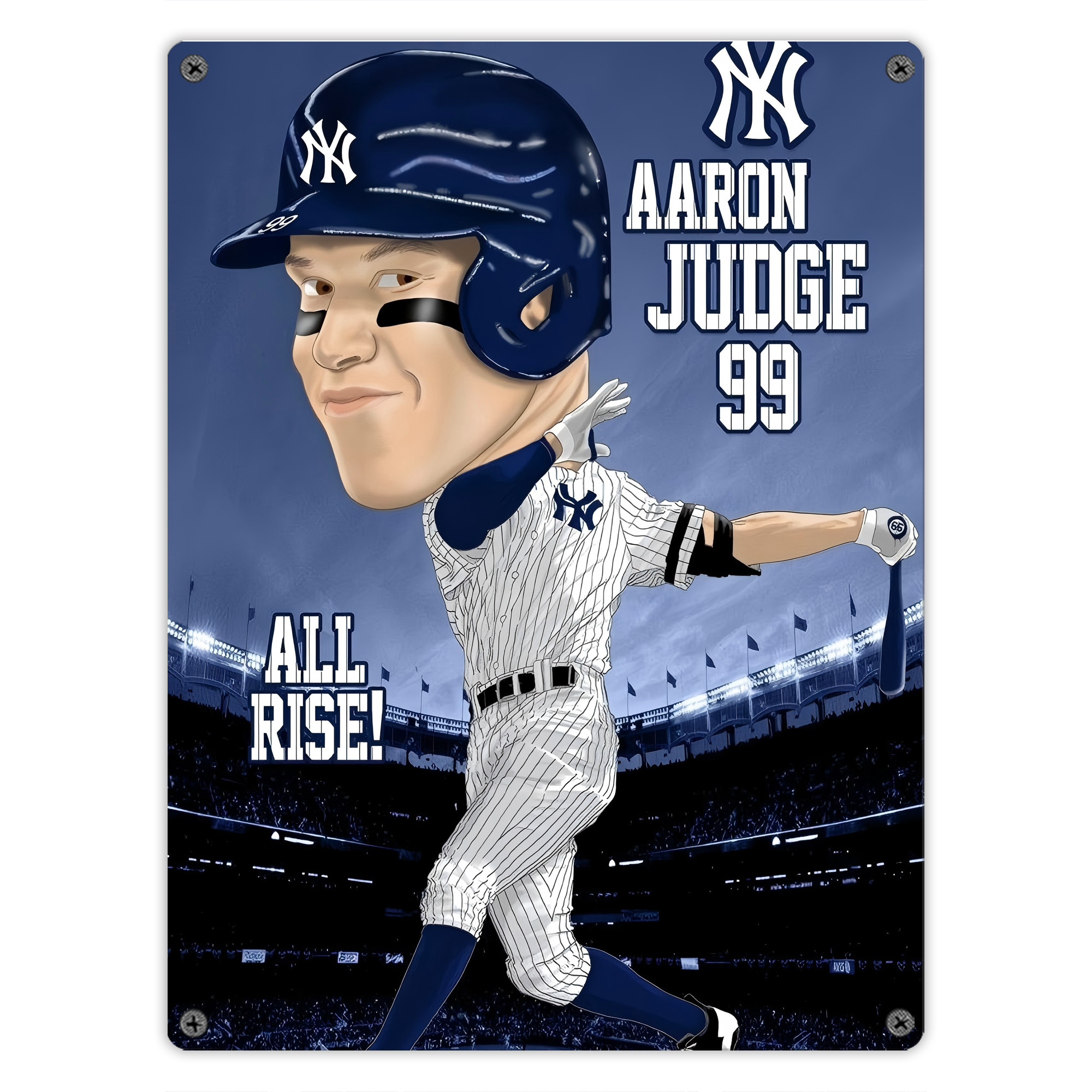 Aaron Judge 99 All Rise Cartoon Vintage Metal Tin Sign 12x16inch – Retro Wall Art Decor For Home, Bar, Kitchen, Bedroom, Office – Durable Iron Sheet Poster, Easy To Hang, Full-Color Printing