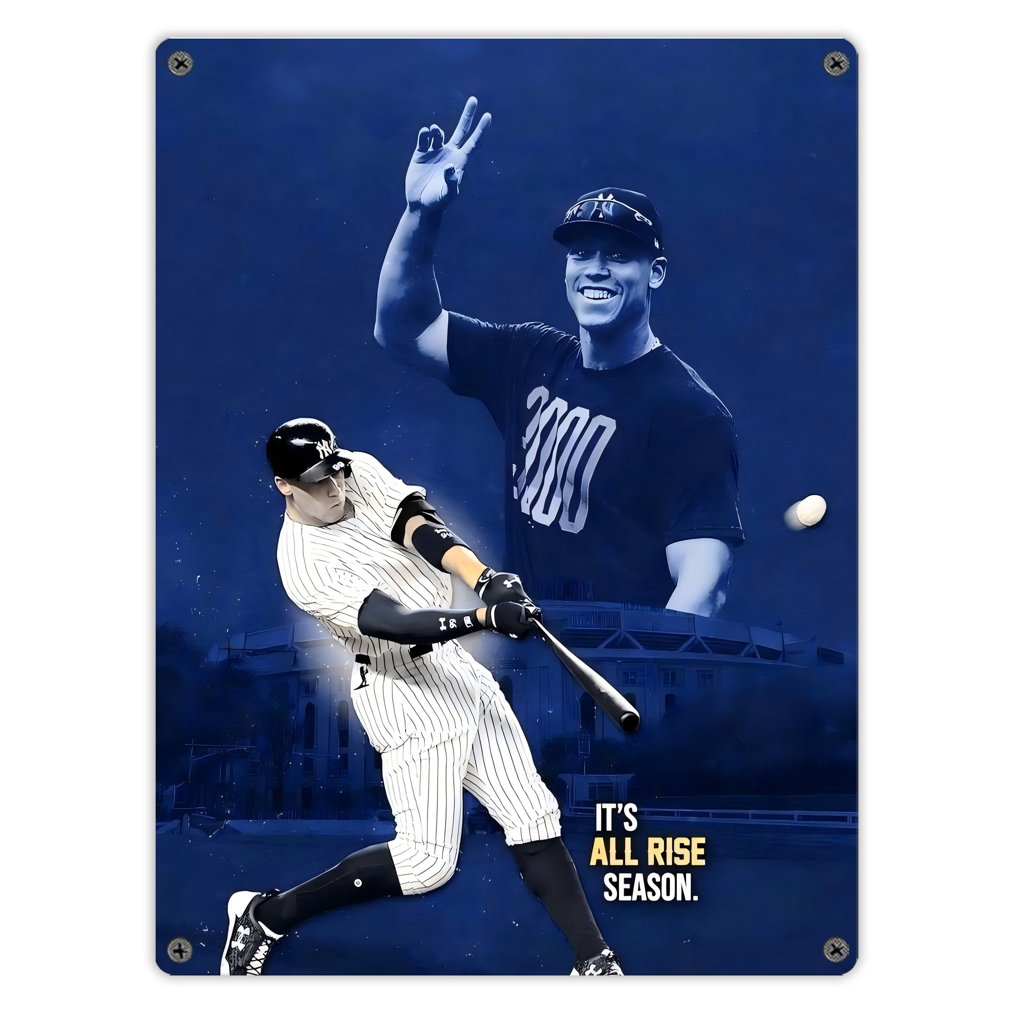 Aaron Judge It‘s All Rise Season Vintage Metal Tin Sign 12x16inch – Retro Wall Art Decor For Home, Bar, Kitchen, Bedroom, Office – Durable Iron Sheet Poster, Easy To Hang, Full-Color Printing