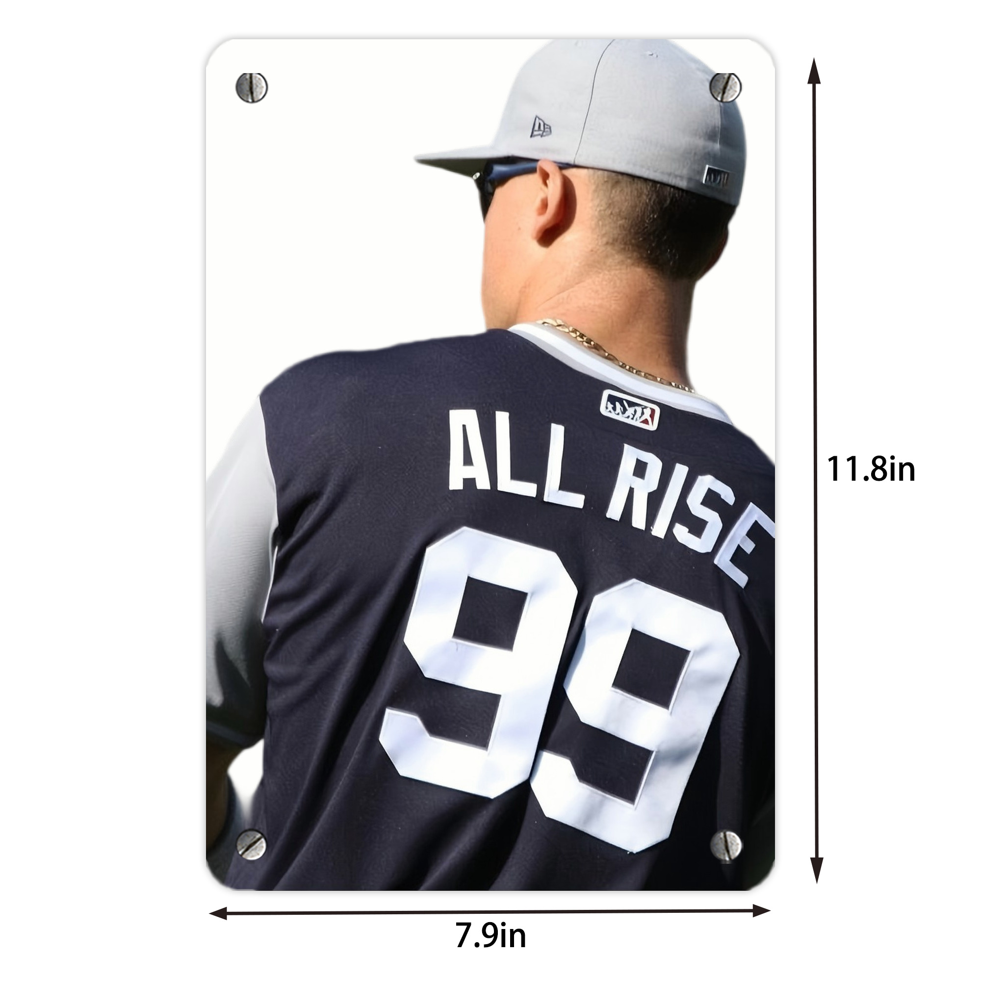 Aaron Judge 99 All Rise Metal Tin Sign 8x12inch - High-Quality Full-Print Decorative Wall Art, Durable Rust-Resistant Metal Plaque For Living Room, Bedroom, Kitchen, Office, Bar Décor