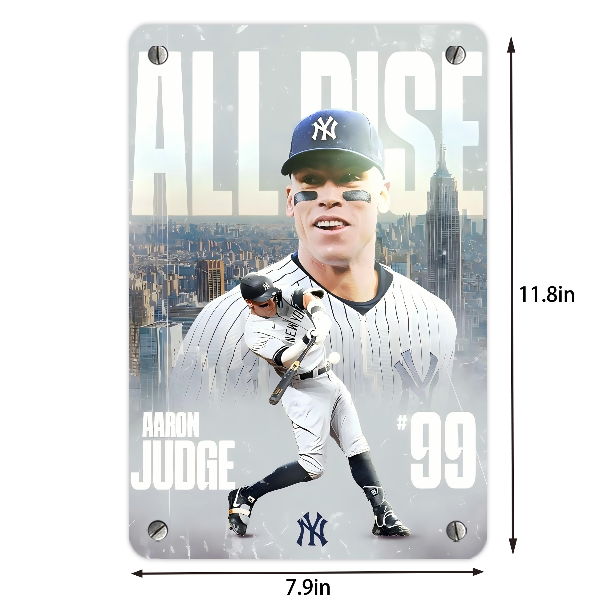 Aaron Judge 99 All Rise Metal Tin Sign 8x12inch - High-Quality Full-Print Decorative Wall Art, Durable Rust-Resistant Metal Plaque For Living Room, Bedroom, Kitchen, Office, Bar Décor