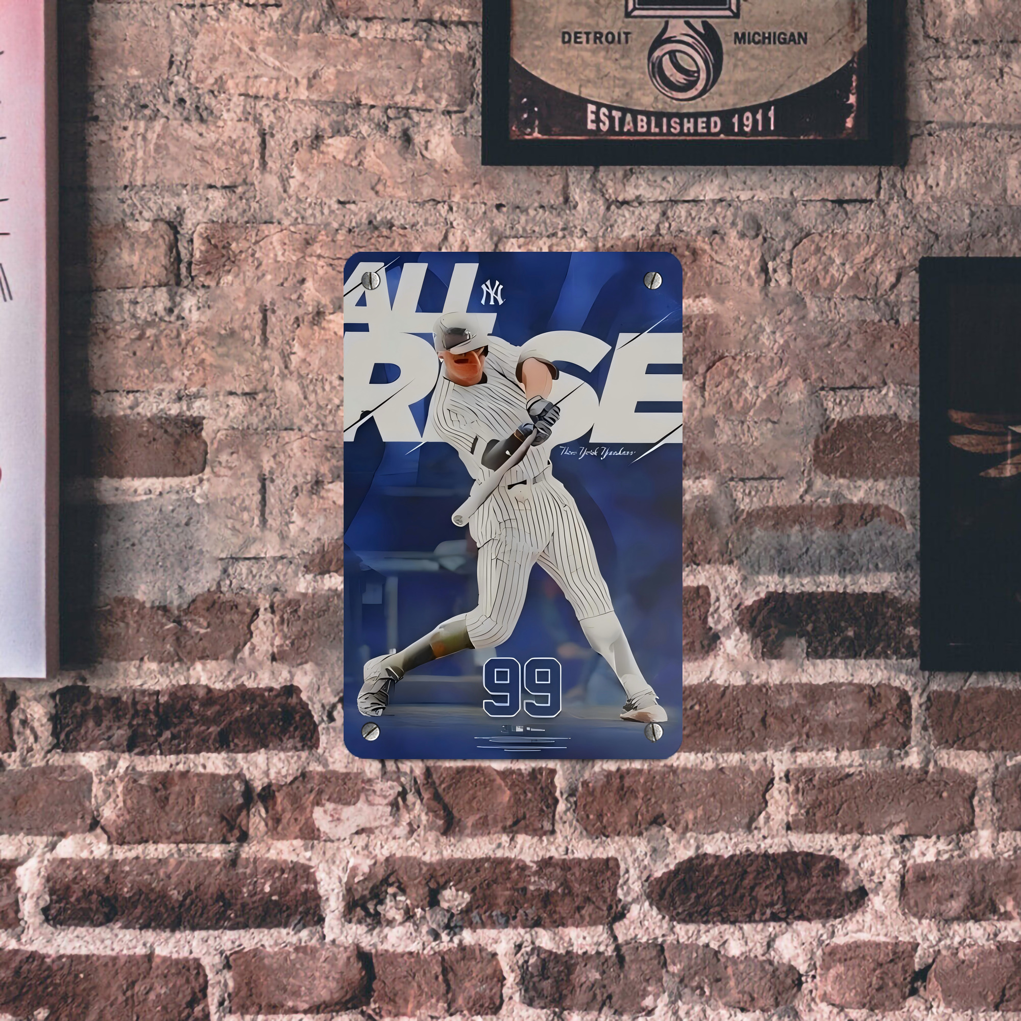 Aaron Judge 99 All Rise Metal Tin Sign 8x12inch - High-Quality Full-Print Decorative Wall Art, Durable Rust-Resistant Metal Plaque For Living Room, Bedroom, Kitchen, Office, Bar Décor