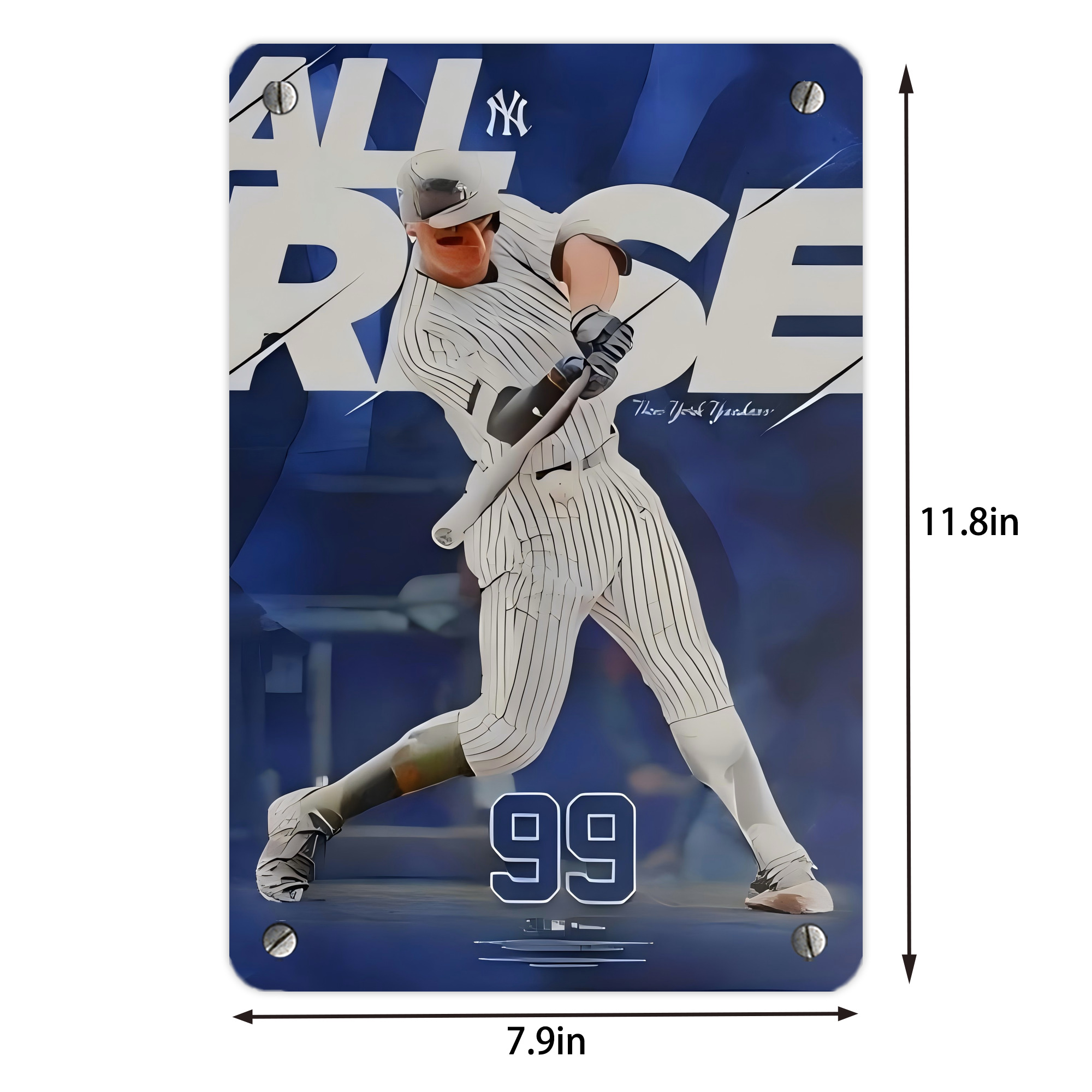 Aaron Judge 99 All Rise Metal Tin Sign 8x12inch - High-Quality Full-Print Decorative Wall Art, Durable Rust-Resistant Metal Plaque For Living Room, Bedroom, Kitchen, Office, Bar Décor