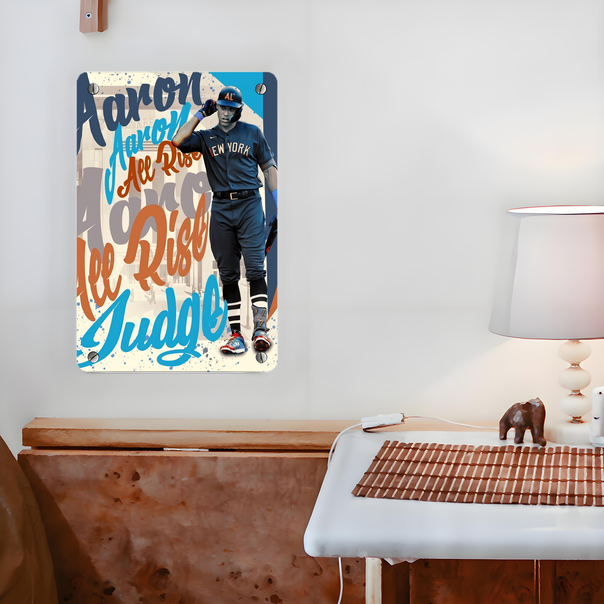 Aaron Judge 99 All Rise Metal Tin Sign 8x12inch - High-Quality Full-Print Decorative Wall Art, Durable Rust-Resistant Metal Plaque For Living Room, Bedroom, Kitchen, Office, Bar Décor