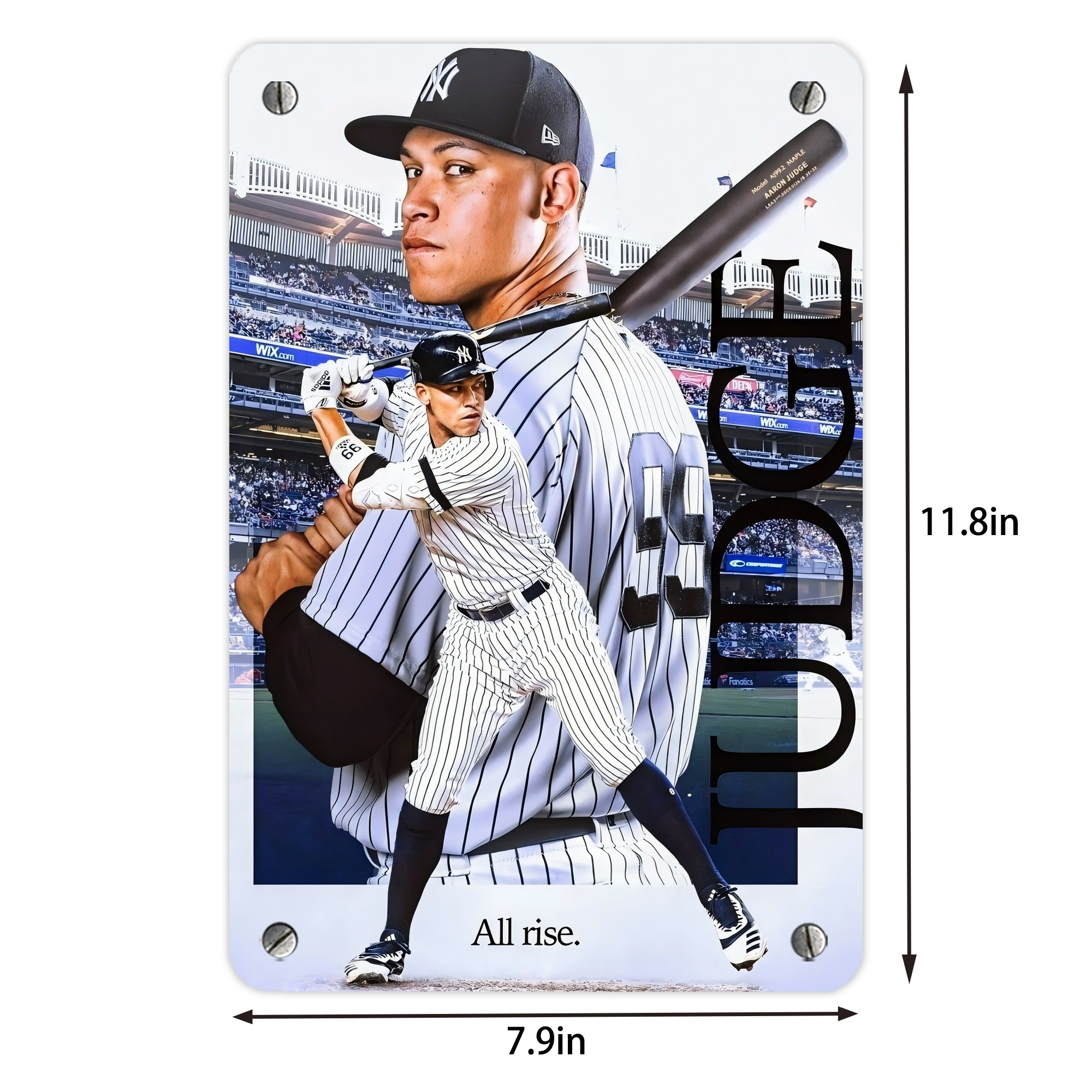 Aaron Judge 99 All Rise Metal Tin Sign 8x12inch - High-Quality Full-Print Decorative Wall Art, Durable Rust-Resistant Metal Plaque For Living Room, Bedroom, Kitchen, Office, Bar Décor