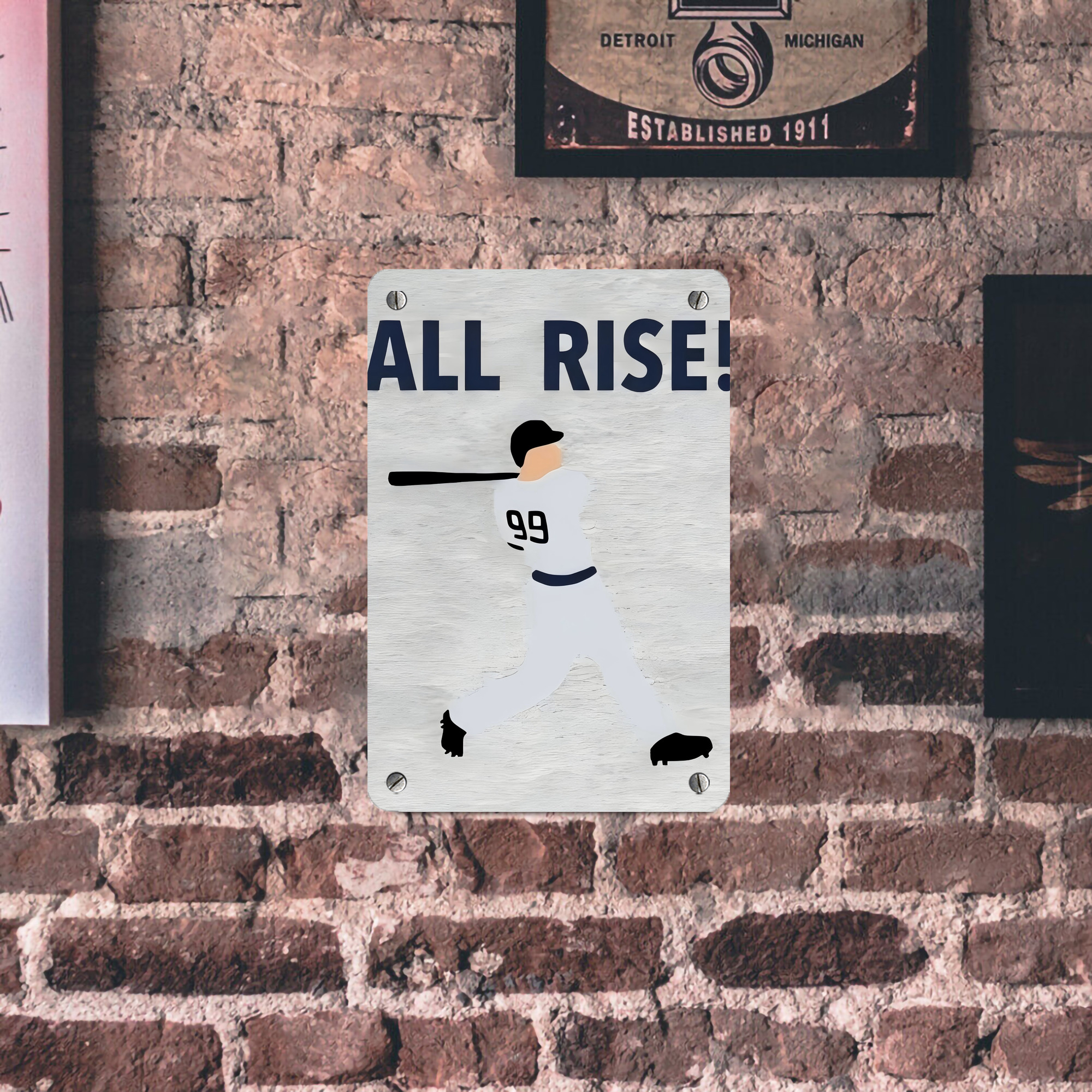 Aaron Judge 99 All Rise Metal Tin Sign 8x12inch - High-Quality Full-Print Decorative Wall Art, Durable Rust-Resistant Metal Plaque For Living Room, Bedroom, Kitchen, Office, Bar Décor