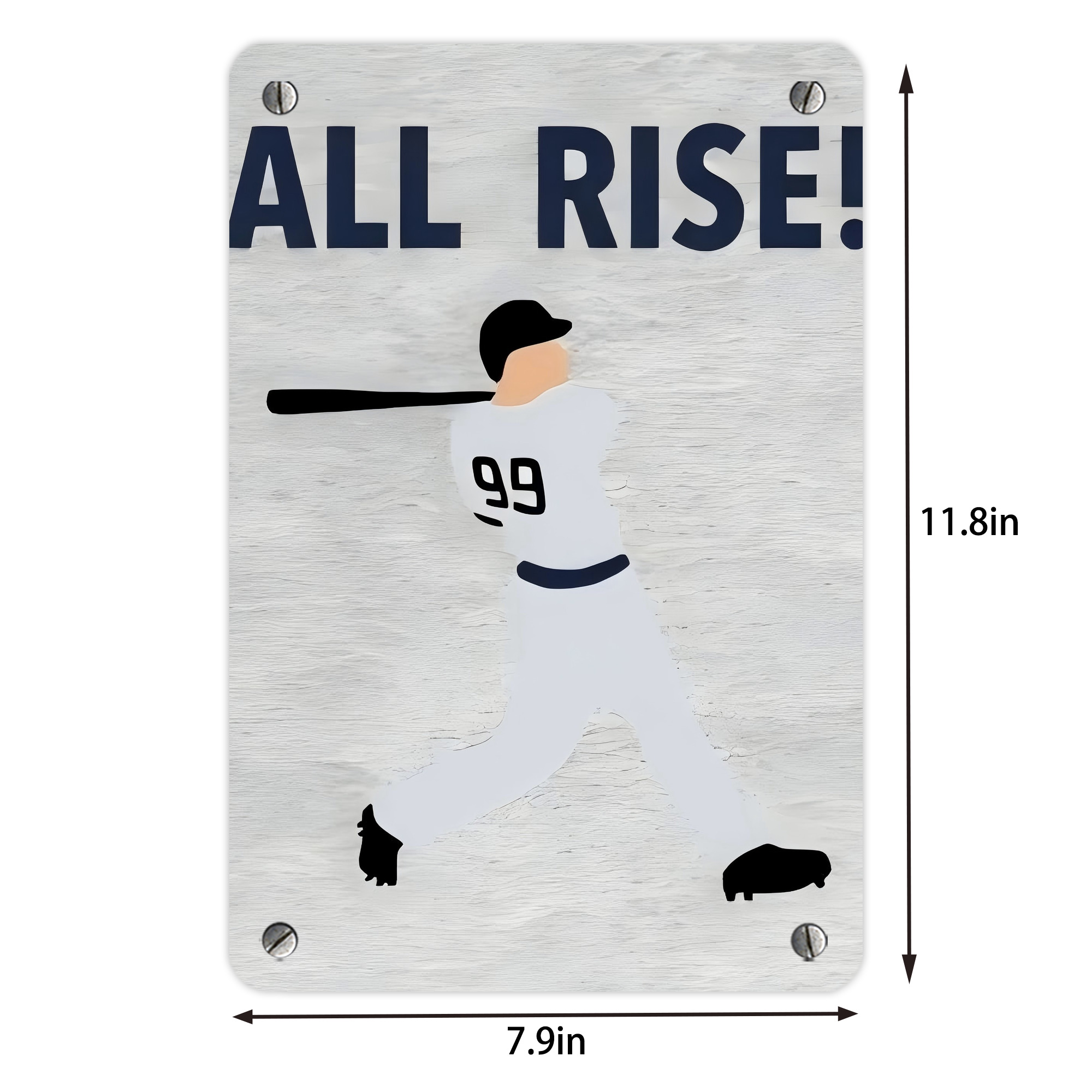 Aaron Judge 99 All Rise Metal Tin Sign 8x12inch - High-Quality Full-Print Decorative Wall Art, Durable Rust-Resistant Metal Plaque For Living Room, Bedroom, Kitchen, Office, Bar Décor
