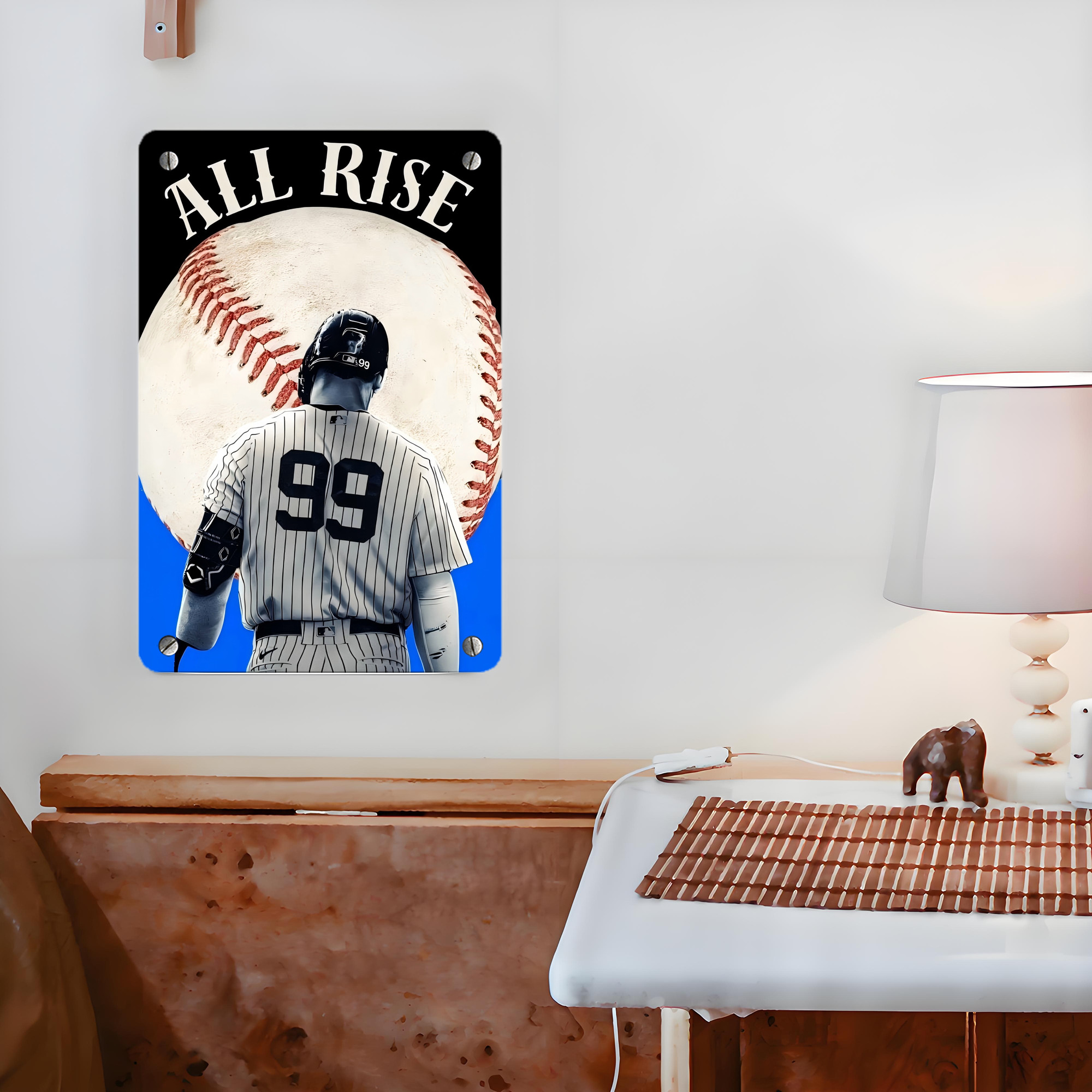 Aaron Judge 99 All Rise Metal Tin Sign 8x12inch - High-Quality Full-Print Decorative Wall Art, Durable Rust-Resistant Metal Plaque For Living Room, Bedroom, Kitchen, Office, Bar Décor