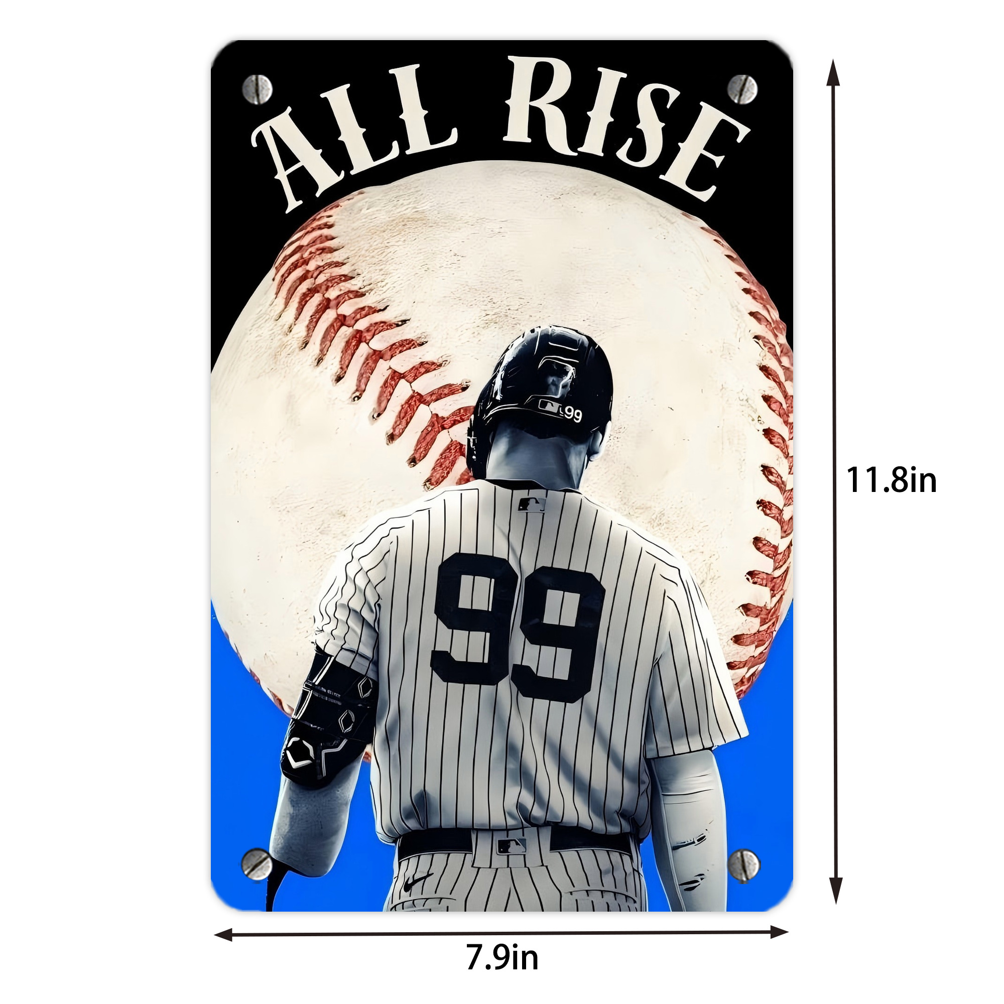 Aaron Judge 99 All Rise Metal Tin Sign 8x12inch - High-Quality Full-Print Decorative Wall Art, Durable Rust-Resistant Metal Plaque For Living Room, Bedroom, Kitchen, Office, Bar Décor
