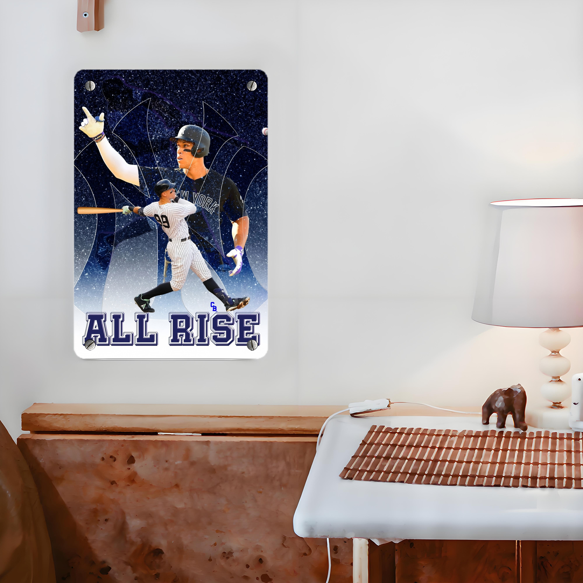 Aaron Judge 99 All Rise Metal Tin Sign 8x12inch - High-Quality Full-Print Decorative Wall Art, Durable Rust-Resistant Metal Plaque For Living Room, Bedroom, Kitchen, Office, Bar Décor