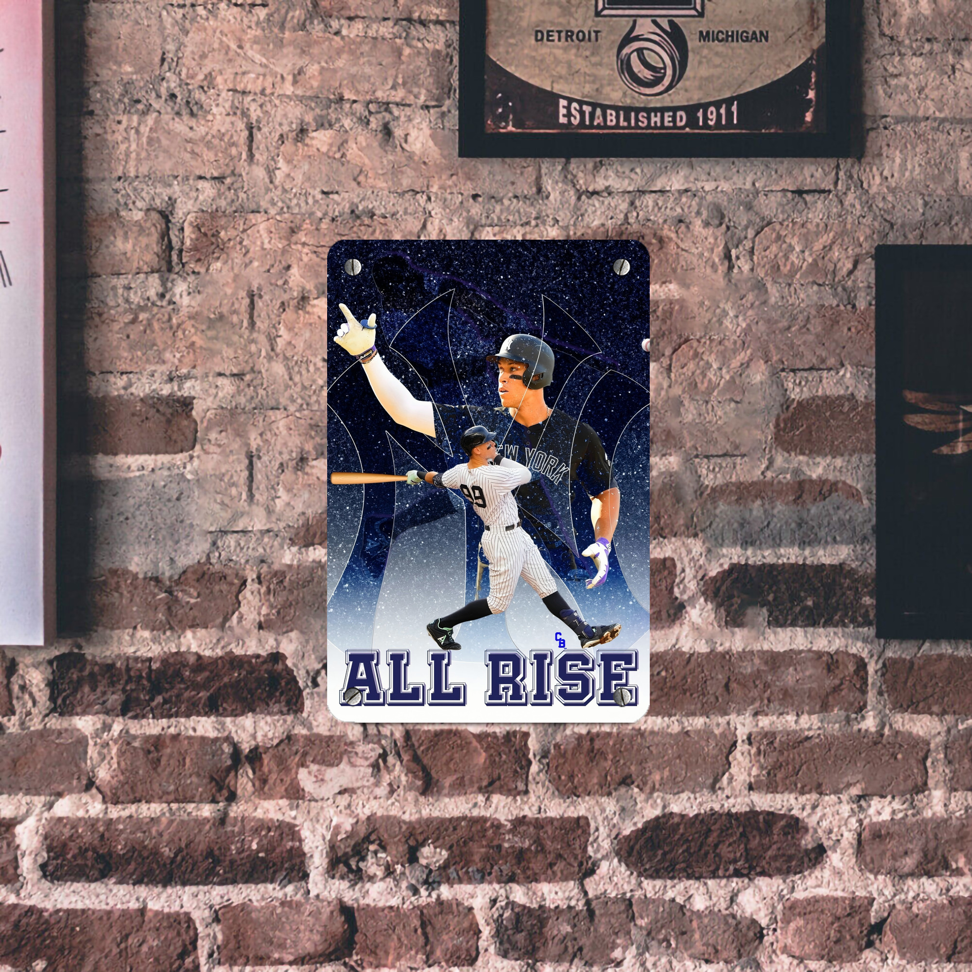 Aaron Judge 99 All Rise Metal Tin Sign 8x12inch - High-Quality Full-Print Decorative Wall Art, Durable Rust-Resistant Metal Plaque For Living Room, Bedroom, Kitchen, Office, Bar Décor