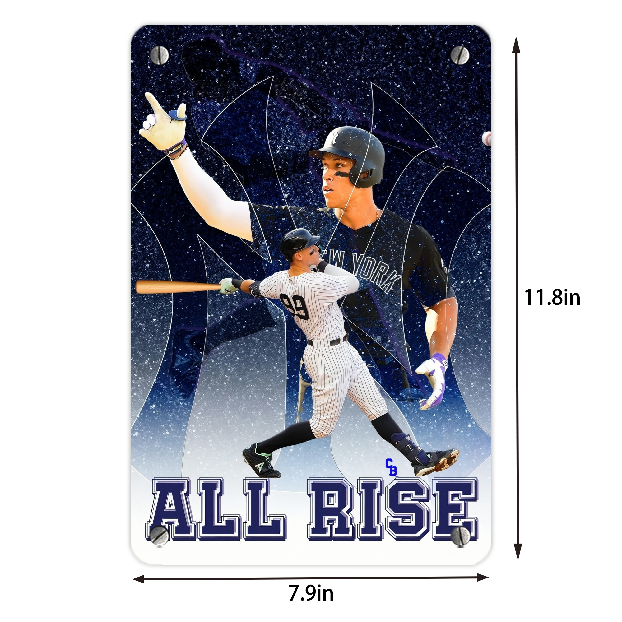 Aaron Judge 99 All Rise Metal Tin Sign 8x12inch - High-Quality Full-Print Decorative Wall Art, Durable Rust-Resistant Metal Plaque For Living Room, Bedroom, Kitchen, Office, Bar Décor