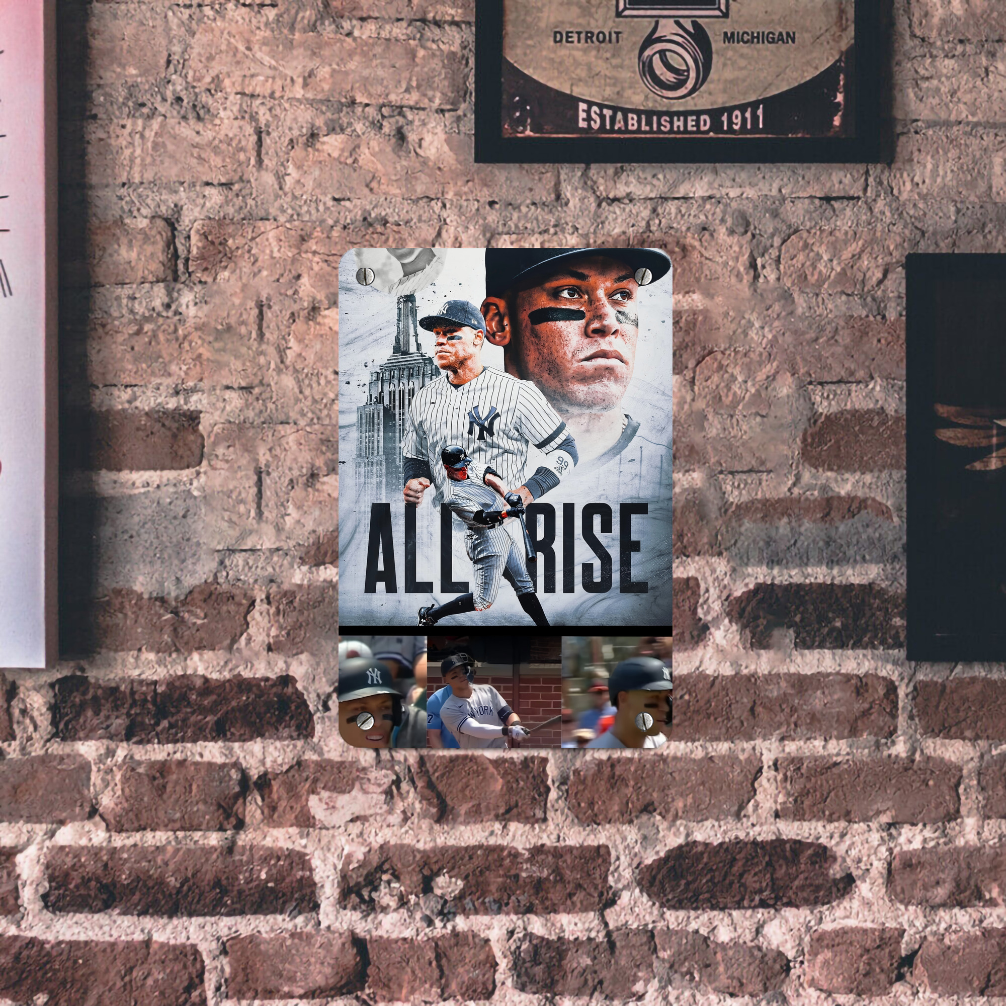 Aaron Judge 99 All Rise Metal Tin Sign 8x12inch - High-Quality Full-Print Decorative Wall Art, Durable Rust-Resistant Metal Plaque For Living Room, Bedroom, Kitchen, Office, Bar Décor