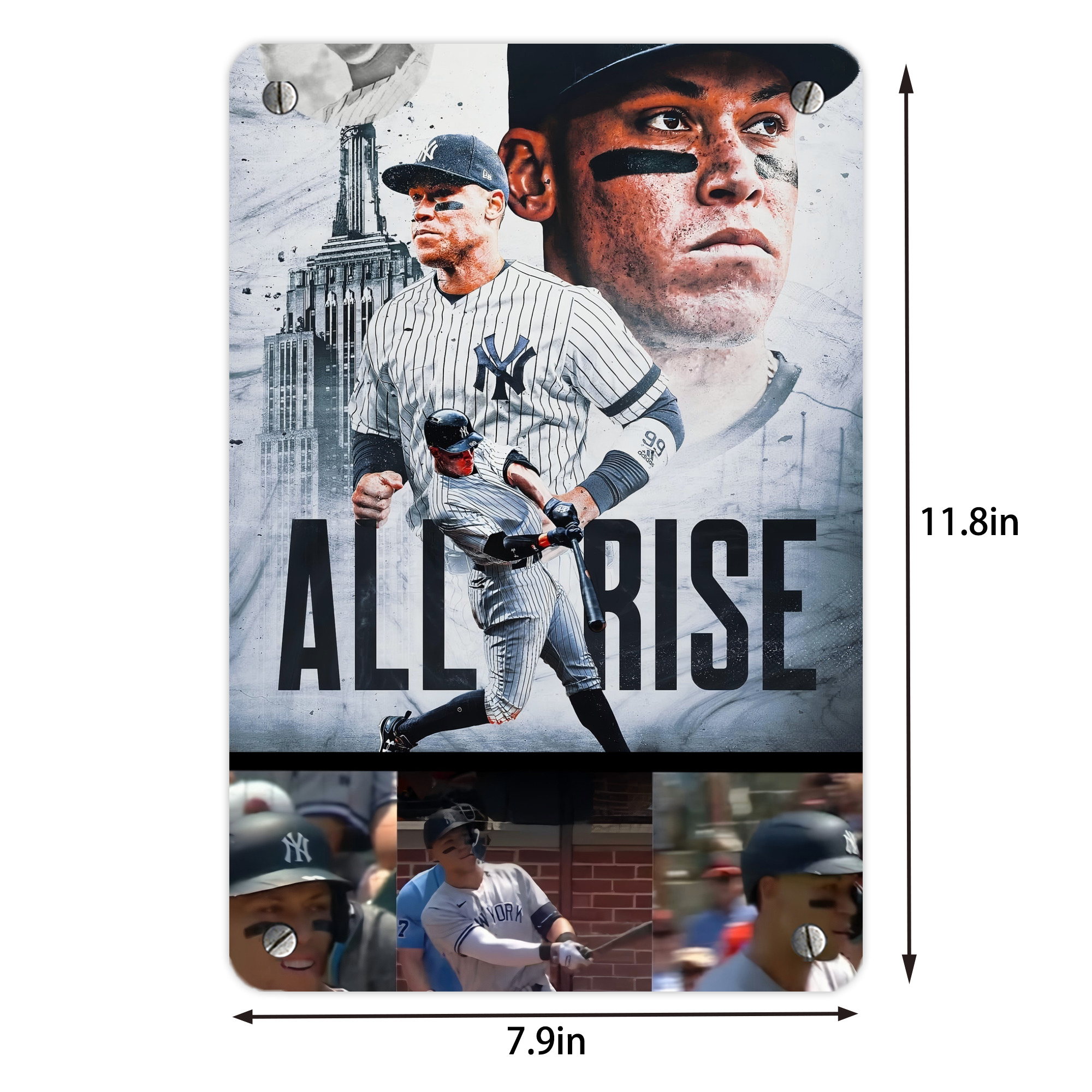 Aaron Judge 99 All Rise Metal Tin Sign 8x12inch - High-Quality Full-Print Decorative Wall Art, Durable Rust-Resistant Metal Plaque For Living Room, Bedroom, Kitchen, Office, Bar Décor