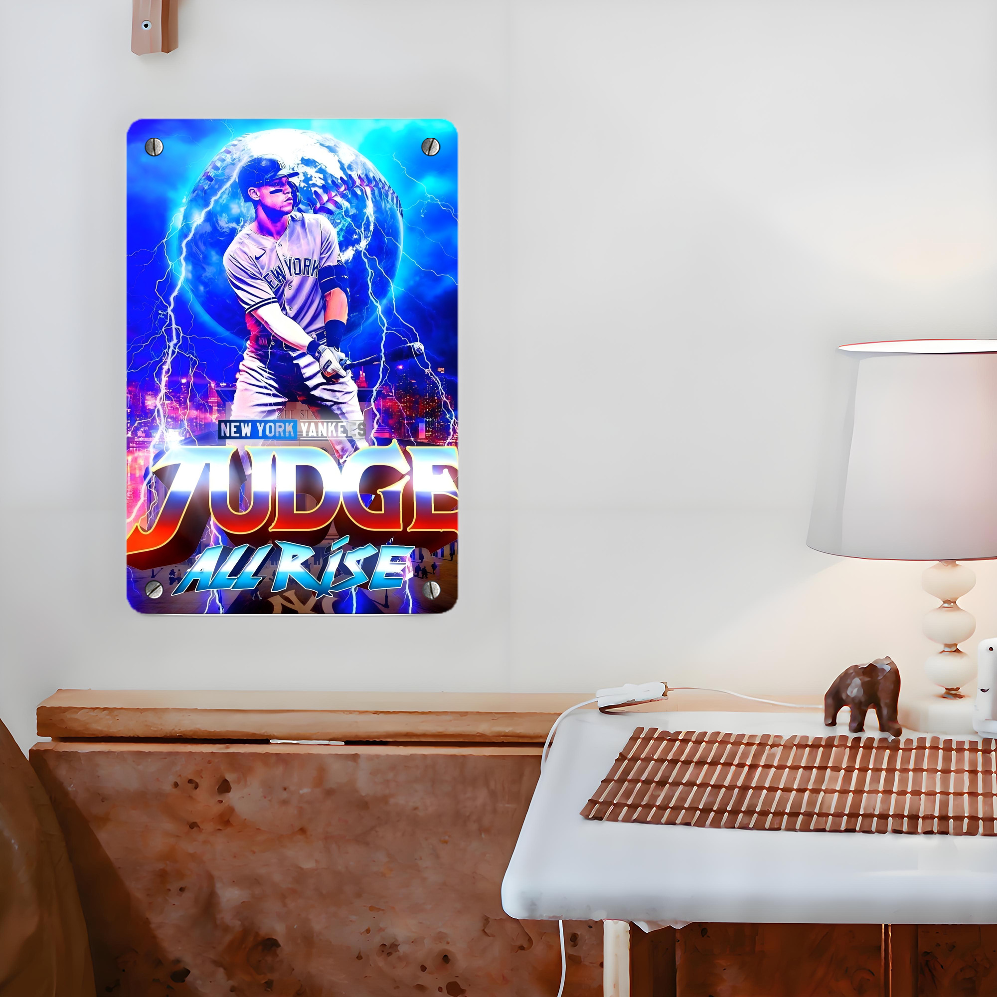 Aaron Judge 99 All Rise Metal Tin Sign 8x12inch - High-Quality Full-Print Decorative Wall Art, Durable Rust-Resistant Metal Plaque For Living Room, Bedroom, Kitchen, Office, Bar Décor