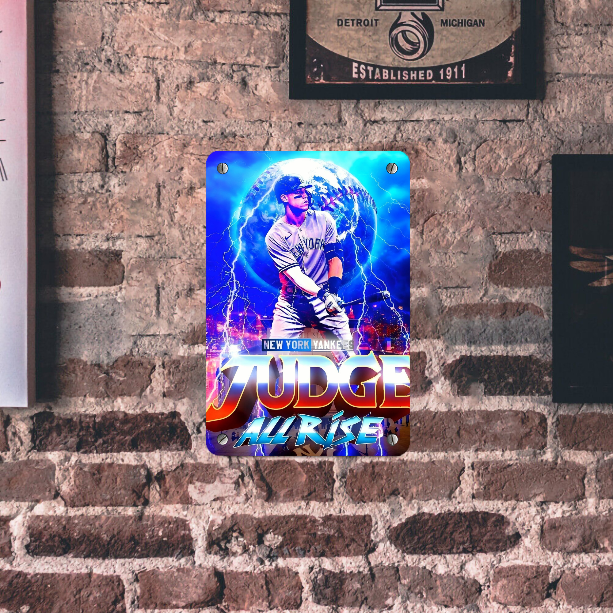 Aaron Judge 99 All Rise Metal Tin Sign 8x12inch - High-Quality Full-Print Decorative Wall Art, Durable Rust-Resistant Metal Plaque For Living Room, Bedroom, Kitchen, Office, Bar Décor