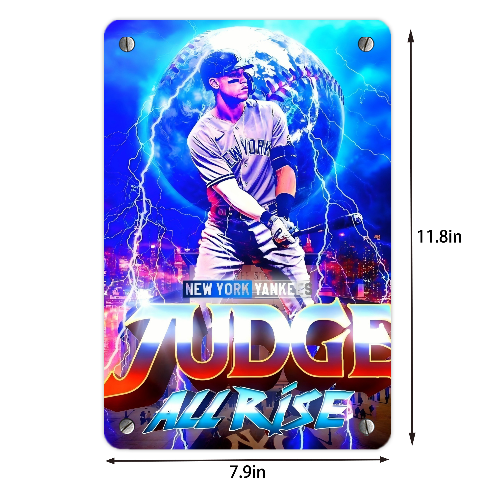 Aaron Judge 99 All Rise Metal Tin Sign 8x12inch - High-Quality Full-Print Decorative Wall Art, Durable Rust-Resistant Metal Plaque For Living Room, Bedroom, Kitchen, Office, Bar Décor