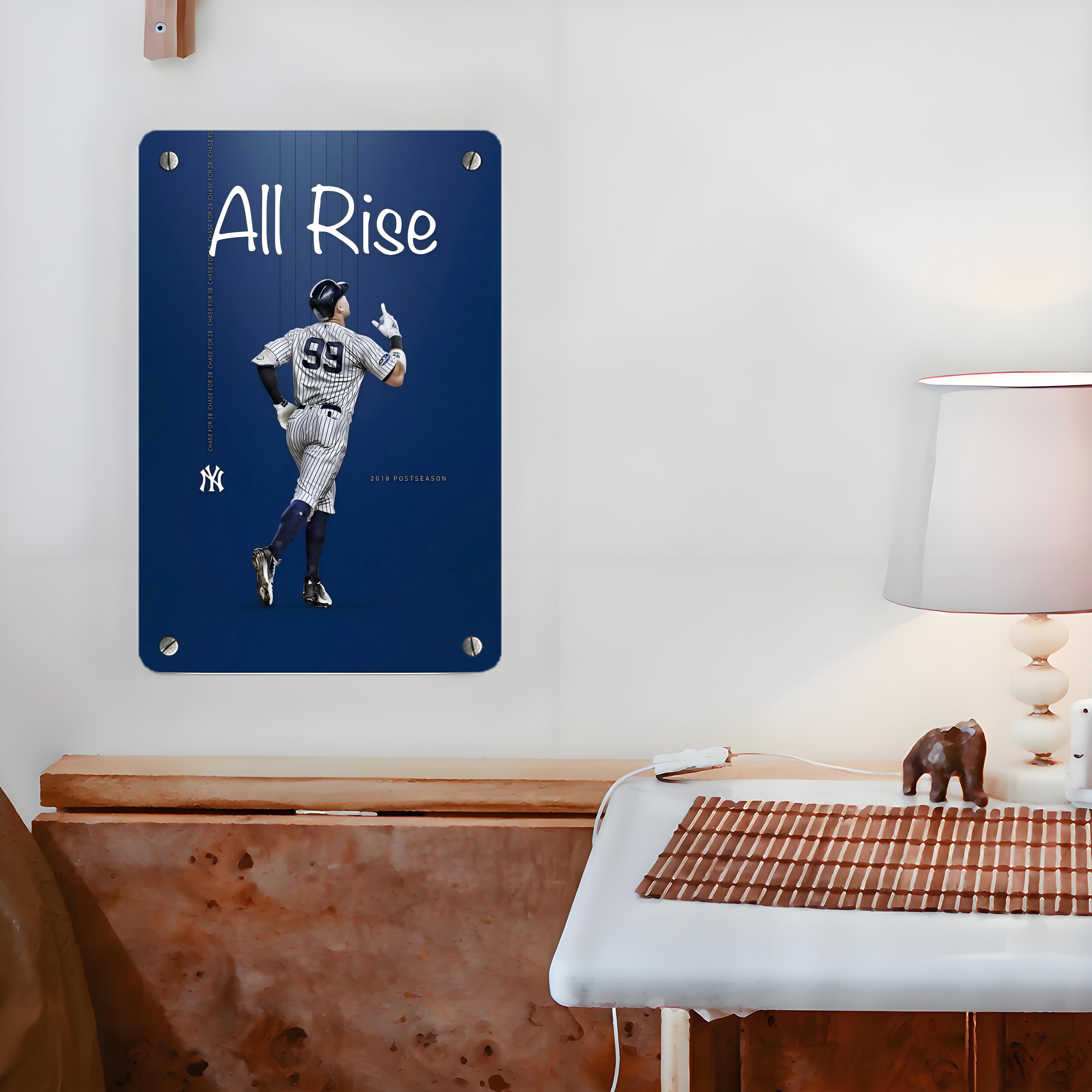 Aaron Judge 99 All Rise Metal Tin Sign 8x12inch - High-Quality Full-Print Decorative Wall Art, Durable Rust-Resistant Metal Plaque For Living Room, Bedroom, Kitchen, Office, Bar Décor