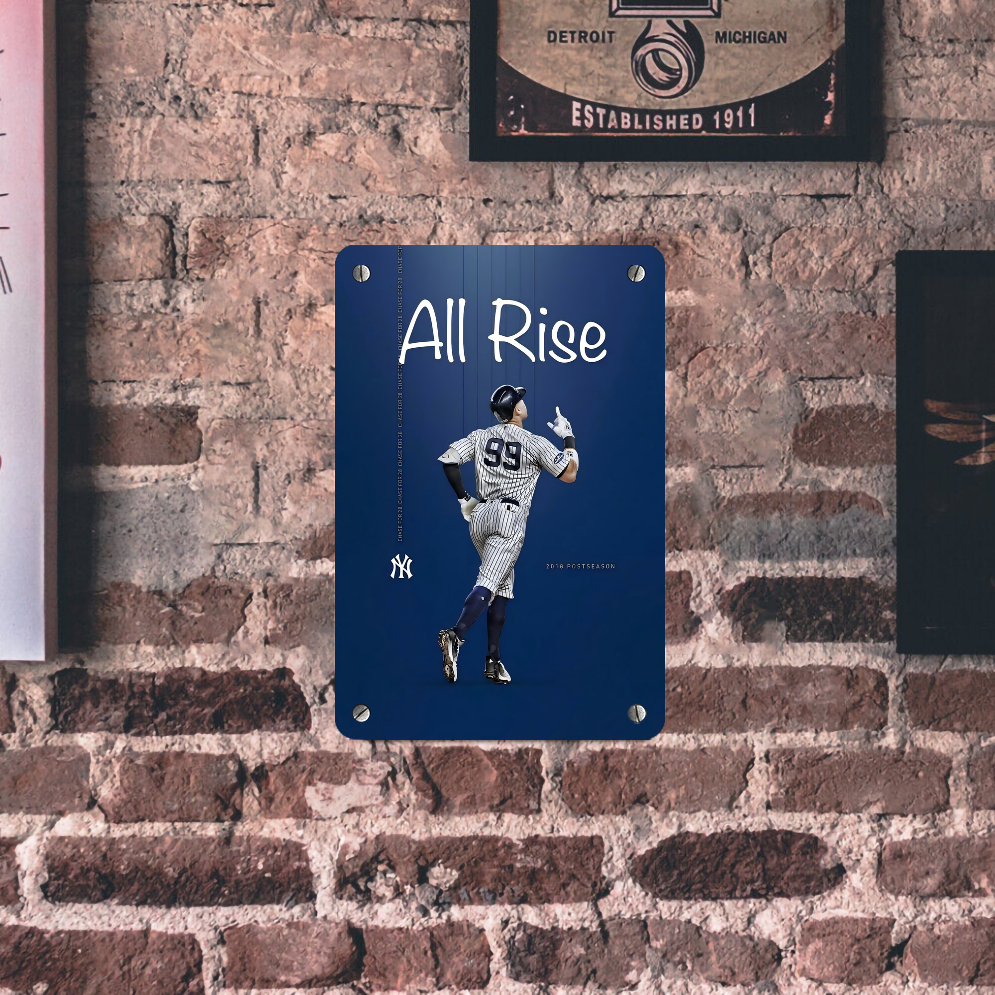 Aaron Judge 99 All Rise Metal Tin Sign 8x12inch - High-Quality Full-Print Decorative Wall Art, Durable Rust-Resistant Metal Plaque For Living Room, Bedroom, Kitchen, Office, Bar Décor