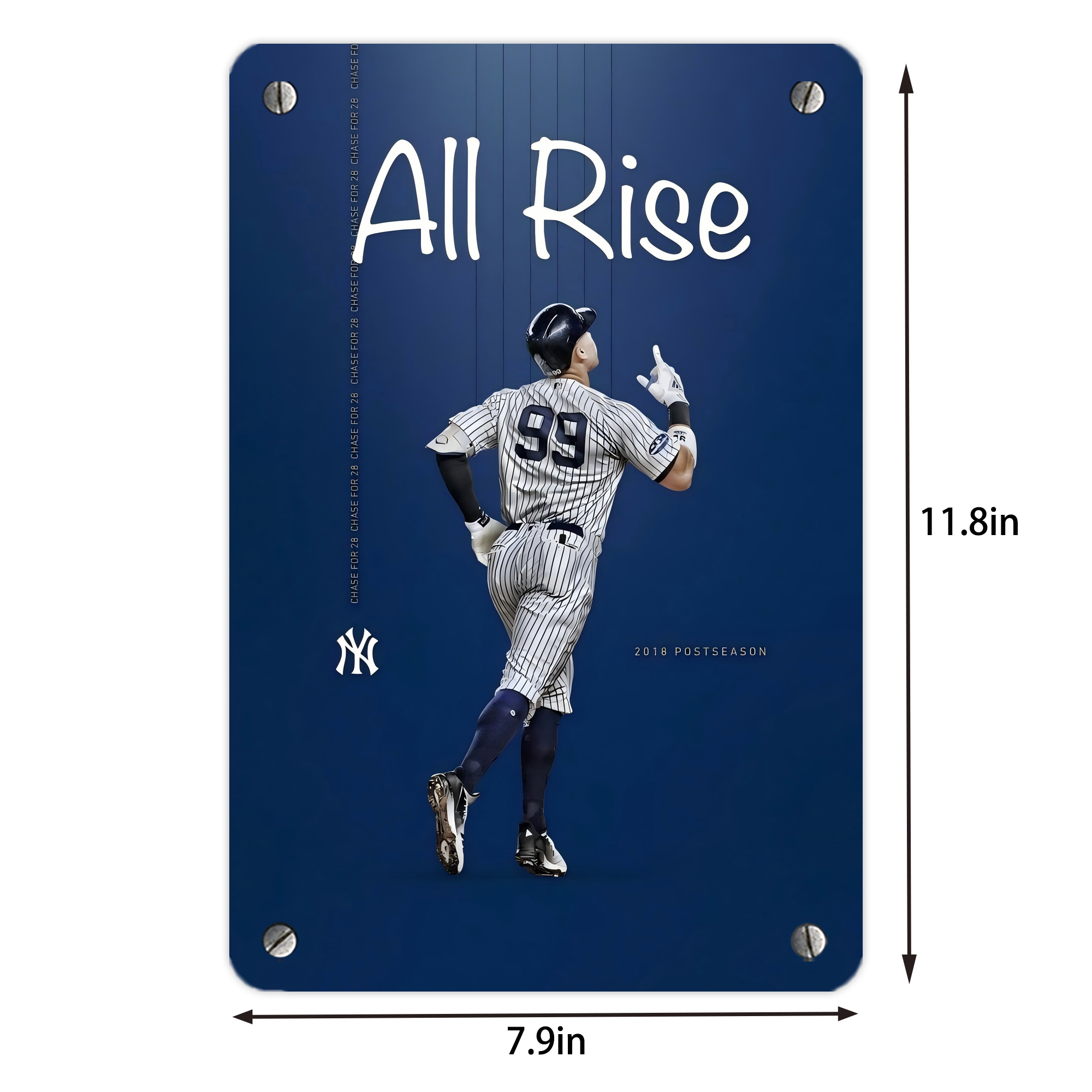 Aaron Judge 99 All Rise Metal Tin Sign 8x12inch - High-Quality Full-Print Decorative Wall Art, Durable Rust-Resistant Metal Plaque For Living Room, Bedroom, Kitchen, Office, Bar Décor