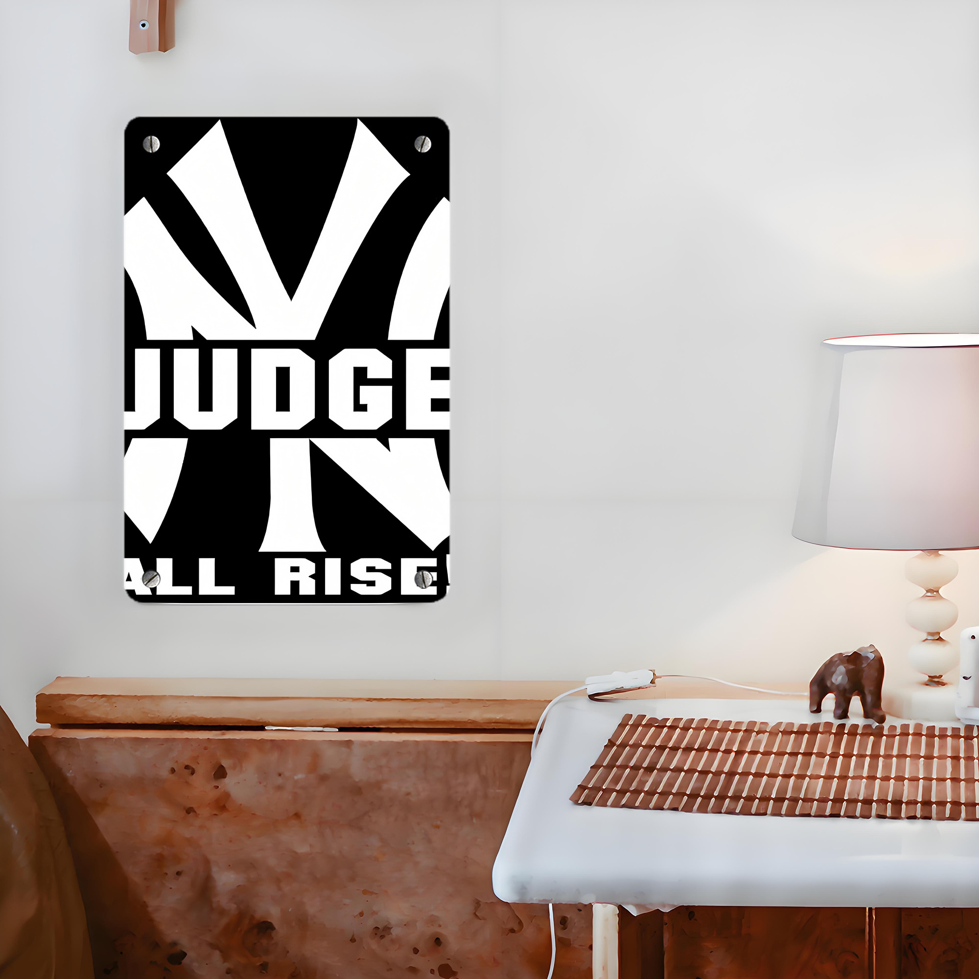 Aaron Judge 99 All Rise Metal Tin Sign 8x12inch - High-Quality Full-Print Decorative Wall Art, Durable Rust-Resistant Metal Plaque For Living Room, Bedroom, Kitchen, Office, Bar Décor