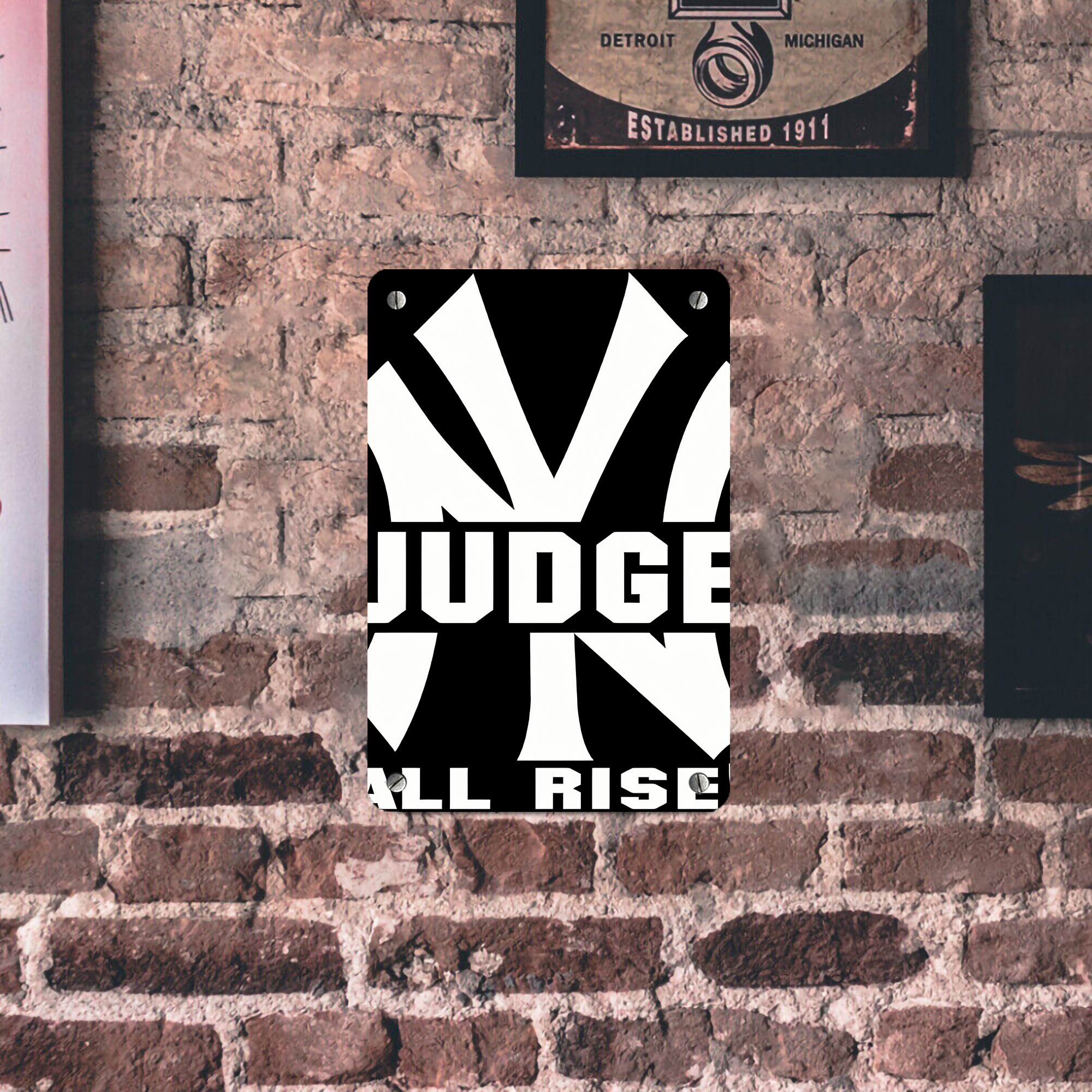 Aaron Judge 99 All Rise Metal Tin Sign 8x12inch - High-Quality Full-Print Decorative Wall Art, Durable Rust-Resistant Metal Plaque For Living Room, Bedroom, Kitchen, Office, Bar Décor