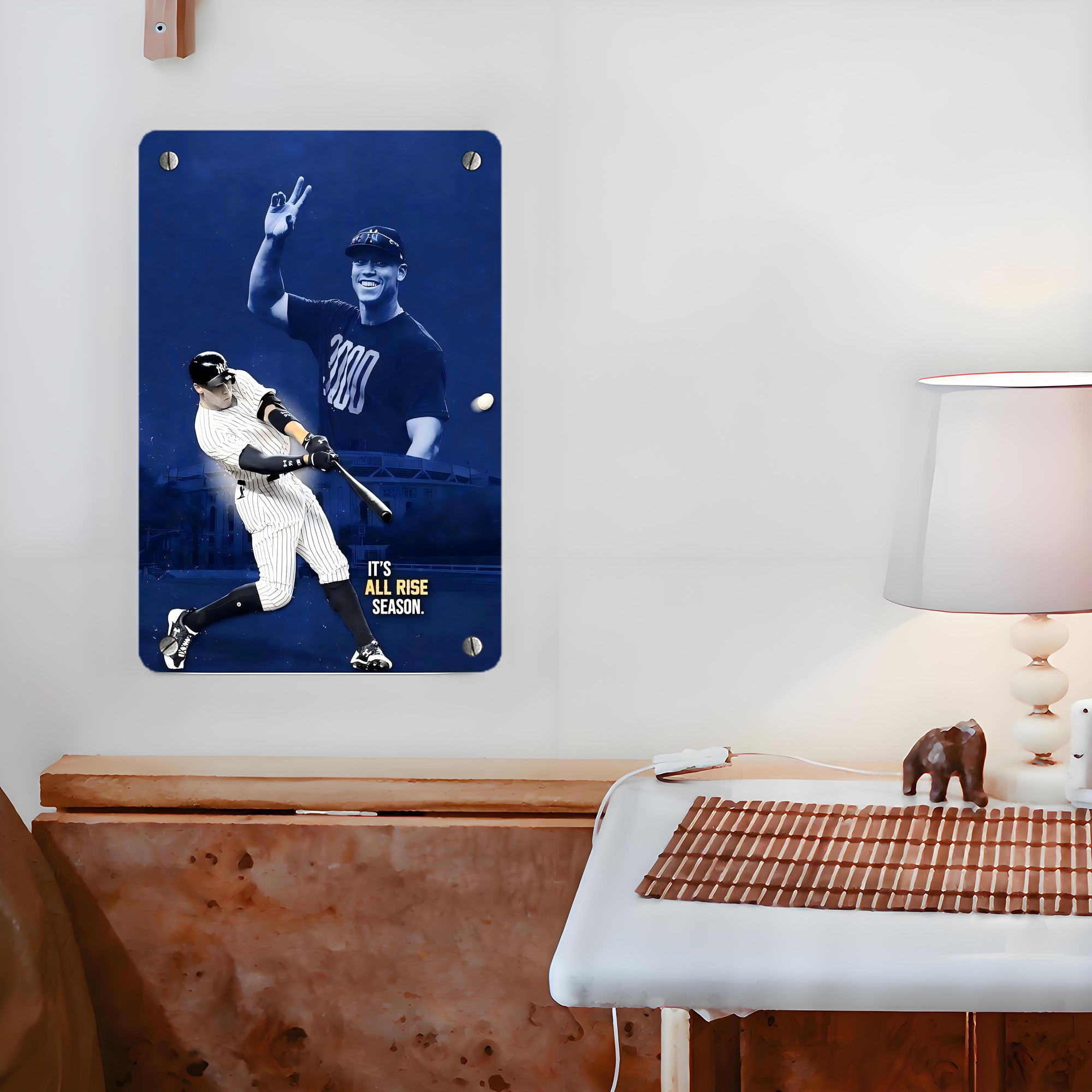 Aaron Judge It‘s All Rise Season Metal Tin Sign 8x12inch - High-Quality Full-Print Decorative Wall Art, Durable Rust-Resistant Metal Plaque For Living Room, Bedroom, Kitchen, Office, Bar Décor