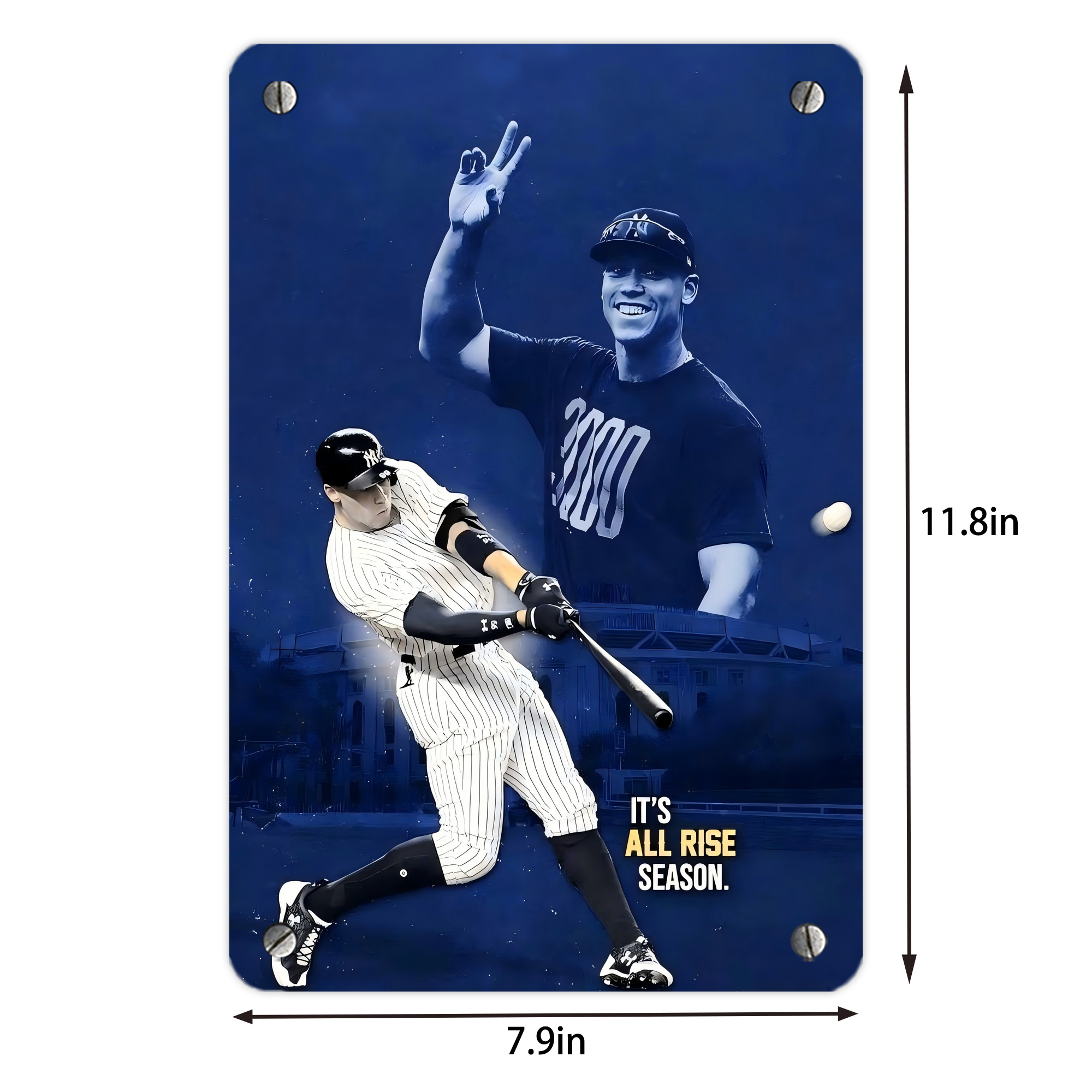 Aaron Judge It‘s All Rise Season Metal Tin Sign 8x12inch - High-Quality Full-Print Decorative Wall Art, Durable Rust-Resistant Metal Plaque For Living Room, Bedroom, Kitchen, Office, Bar Décor
