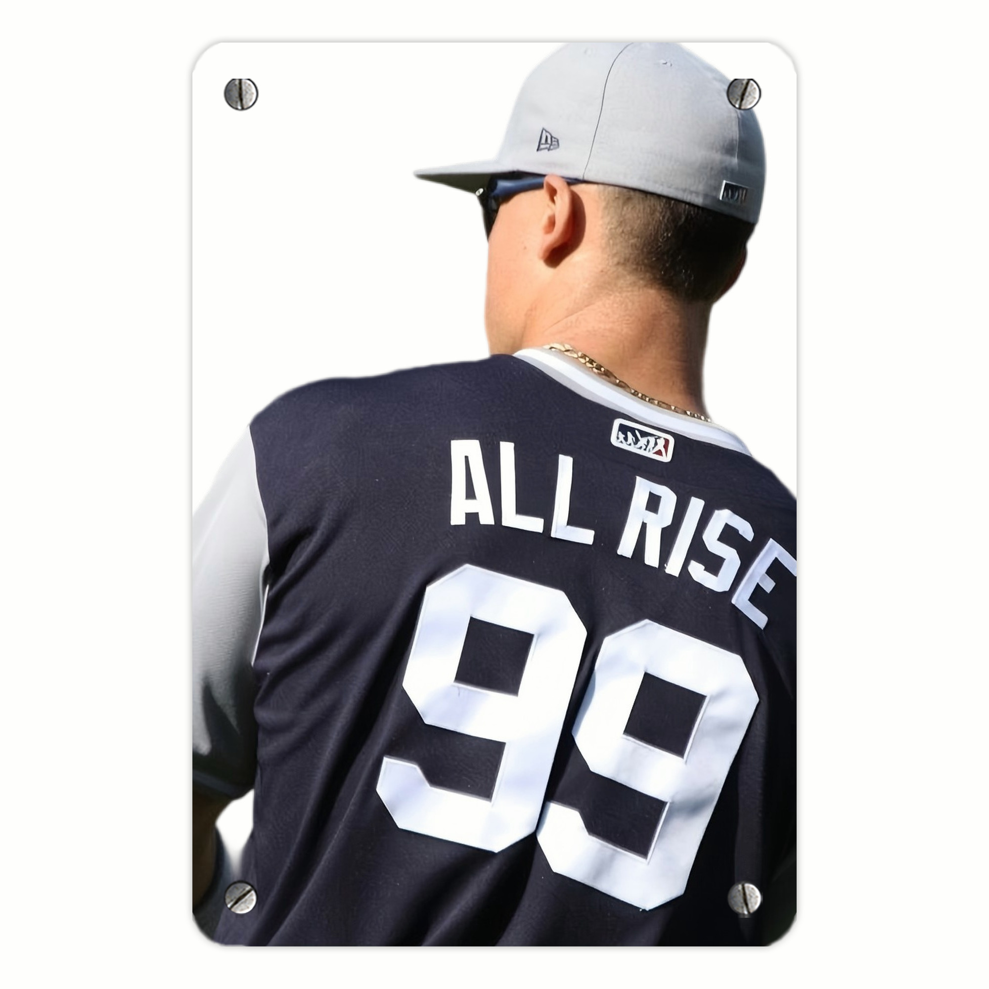 Aaron Judge 99 All Rise Metal Tin Sign 8x12inch - High-Quality Full-Print Decorative Wall Art, Durable Rust-Resistant Metal Plaque For Living Room, Bedroom, Kitchen, Office, Bar Décor
