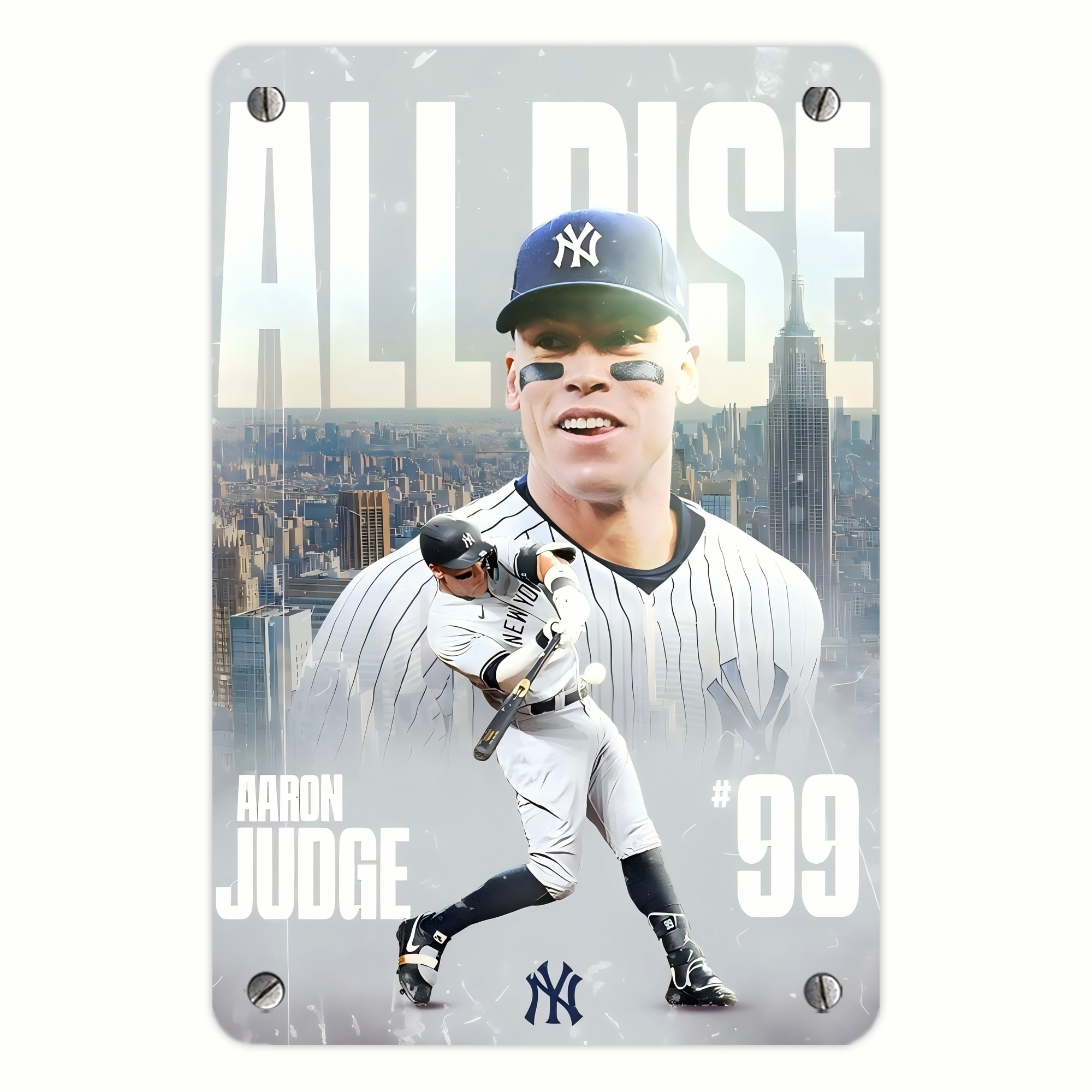 Aaron Judge 99 All Rise Metal Tin Sign 8x12inch - High-Quality Full-Print Decorative Wall Art, Durable Rust-Resistant Metal Plaque For Living Room, Bedroom, Kitchen, Office, Bar Décor