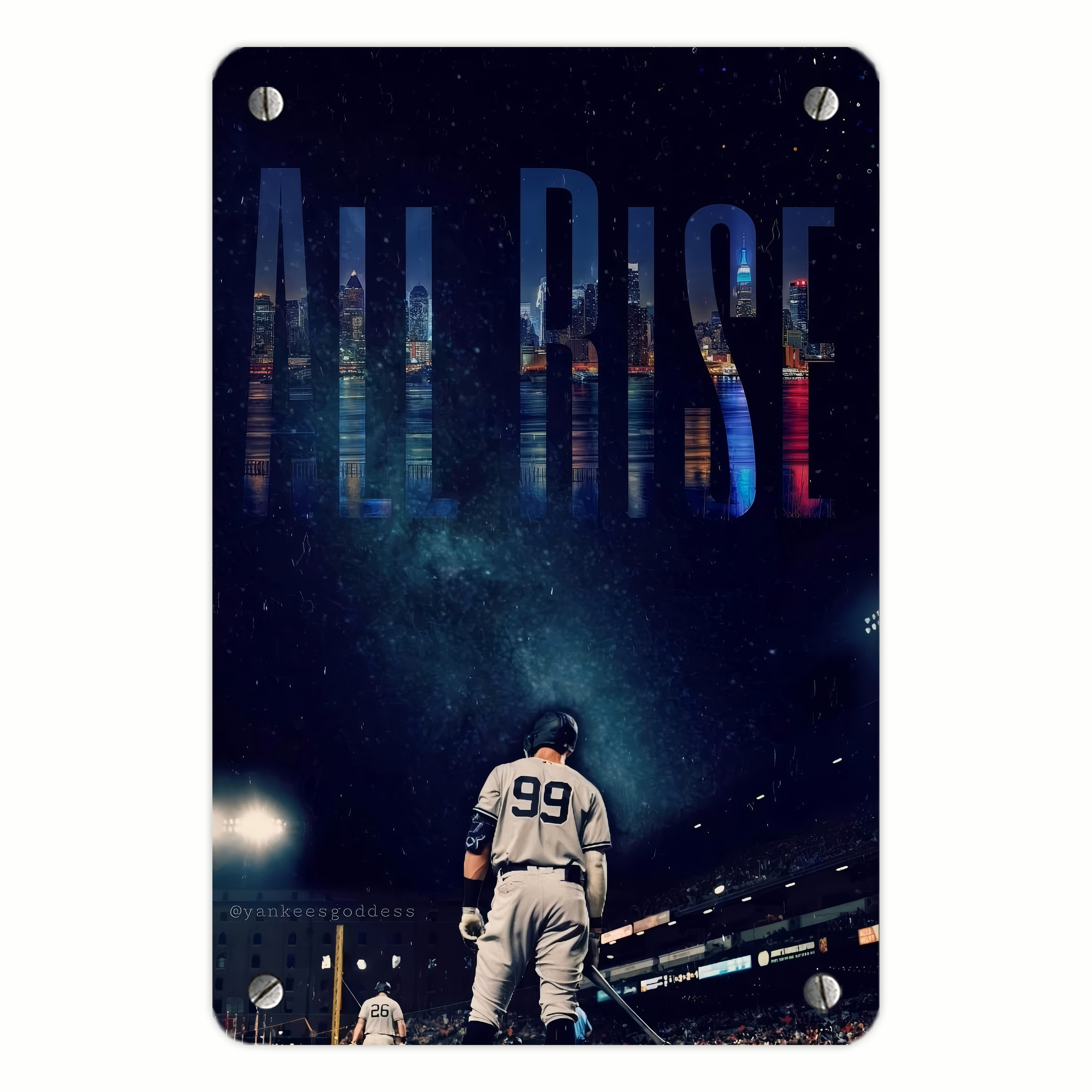 Aaron Judge 99 All Rise Metal Tin Sign 8x12inch - High-Quality Full-Print Decorative Wall Art, Durable Rust-Resistant Metal Plaque For Living Room, Bedroom, Kitchen, Office, Bar Décor