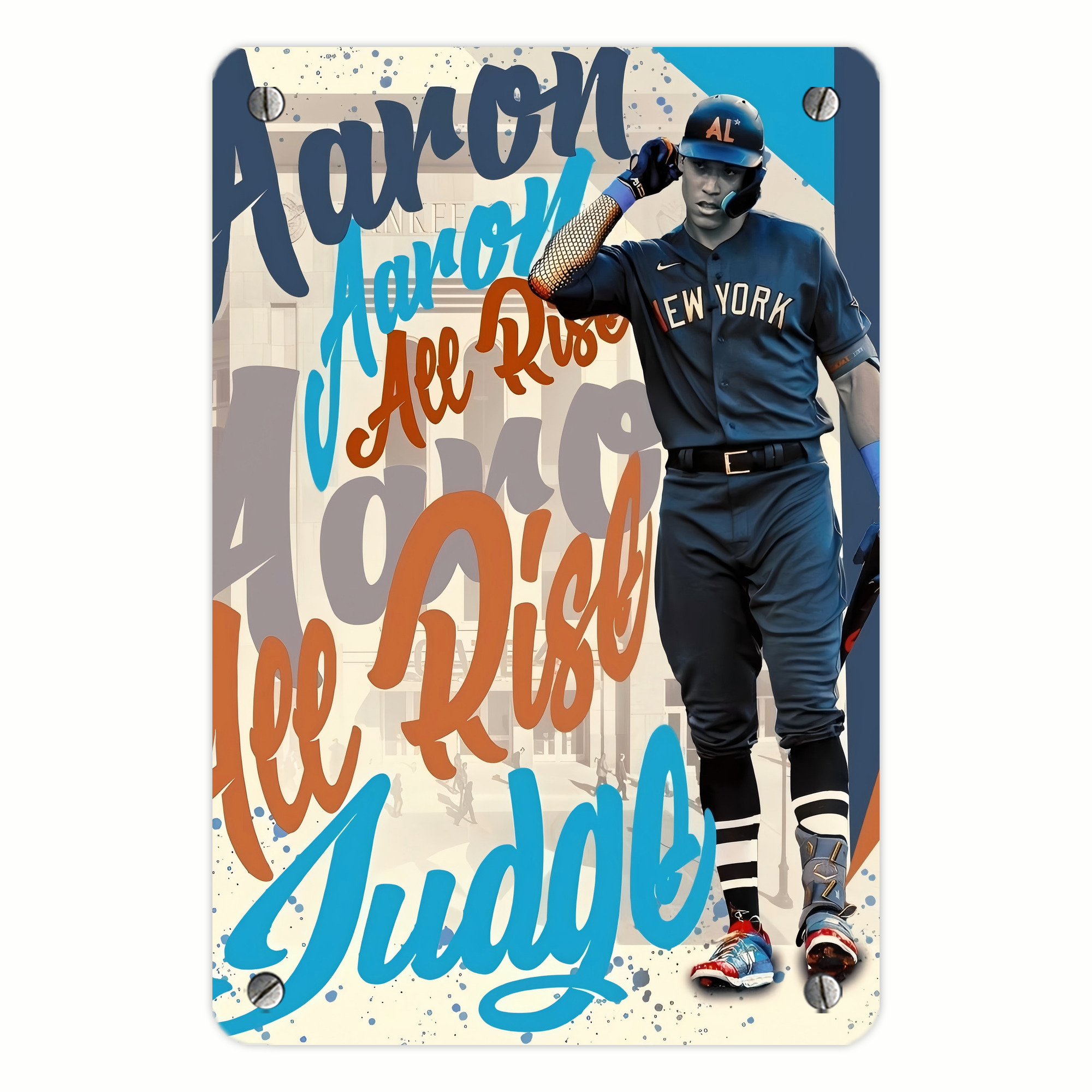 Aaron Judge 99 All Rise Metal Tin Sign 8x12inch - High-Quality Full-Print Decorative Wall Art, Durable Rust-Resistant Metal Plaque For Living Room, Bedroom, Kitchen, Office, Bar Décor