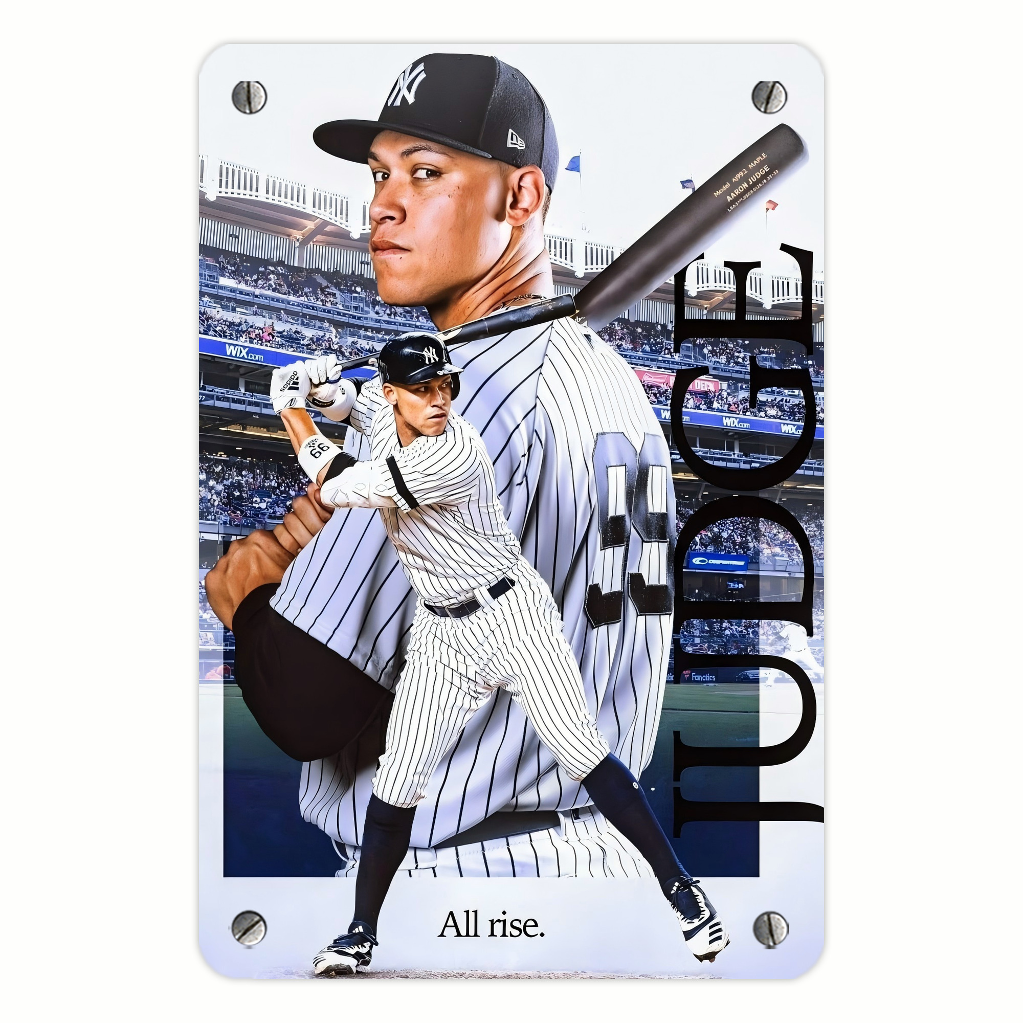 Aaron Judge 99 All Rise Metal Tin Sign 8x12inch - High-Quality Full-Print Decorative Wall Art, Durable Rust-Resistant Metal Plaque For Living Room, Bedroom, Kitchen, Office, Bar Décor