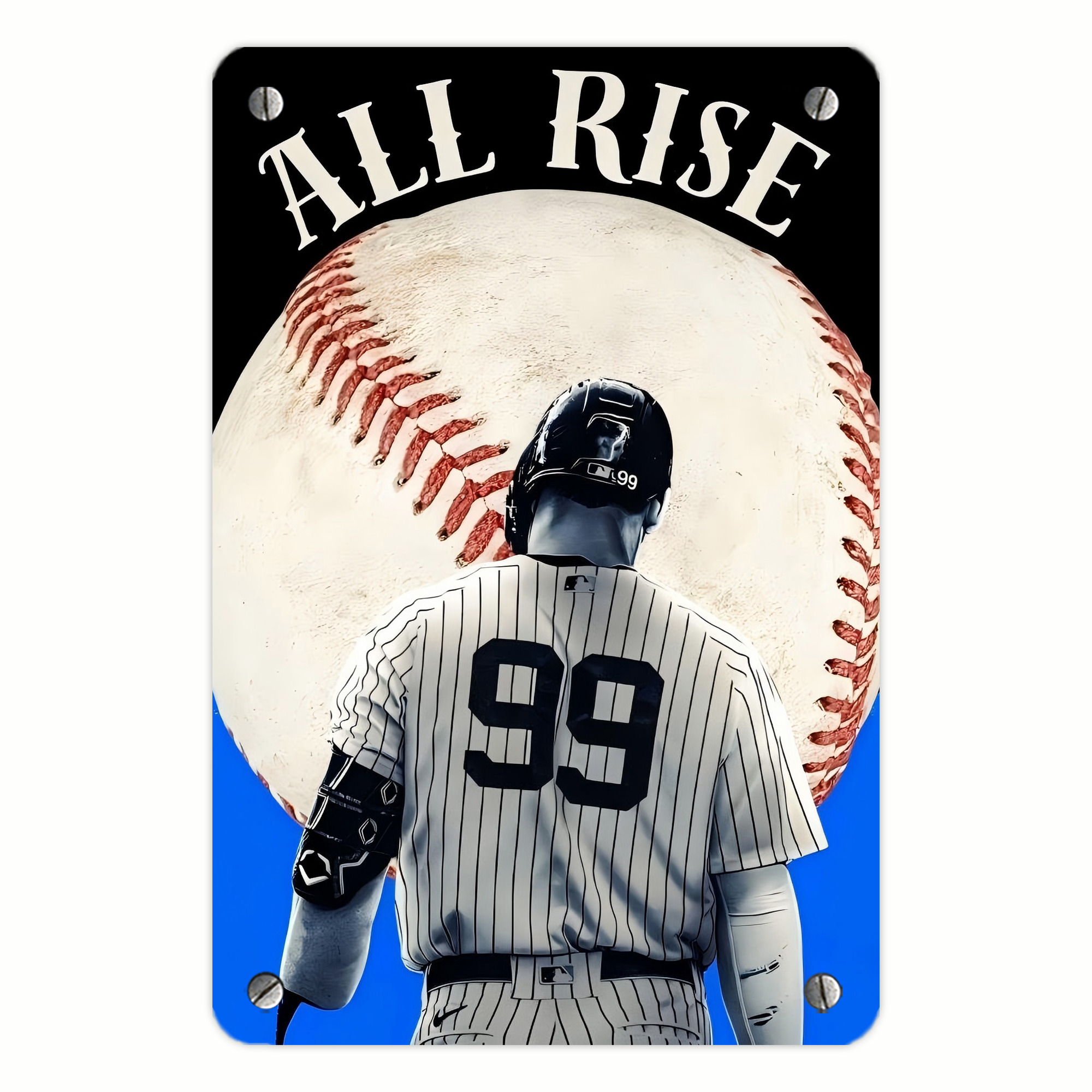Aaron Judge 99 All Rise Metal Tin Sign 8x12inch - High-Quality Full-Print Decorative Wall Art, Durable Rust-Resistant Metal Plaque For Living Room, Bedroom, Kitchen, Office, Bar Décor