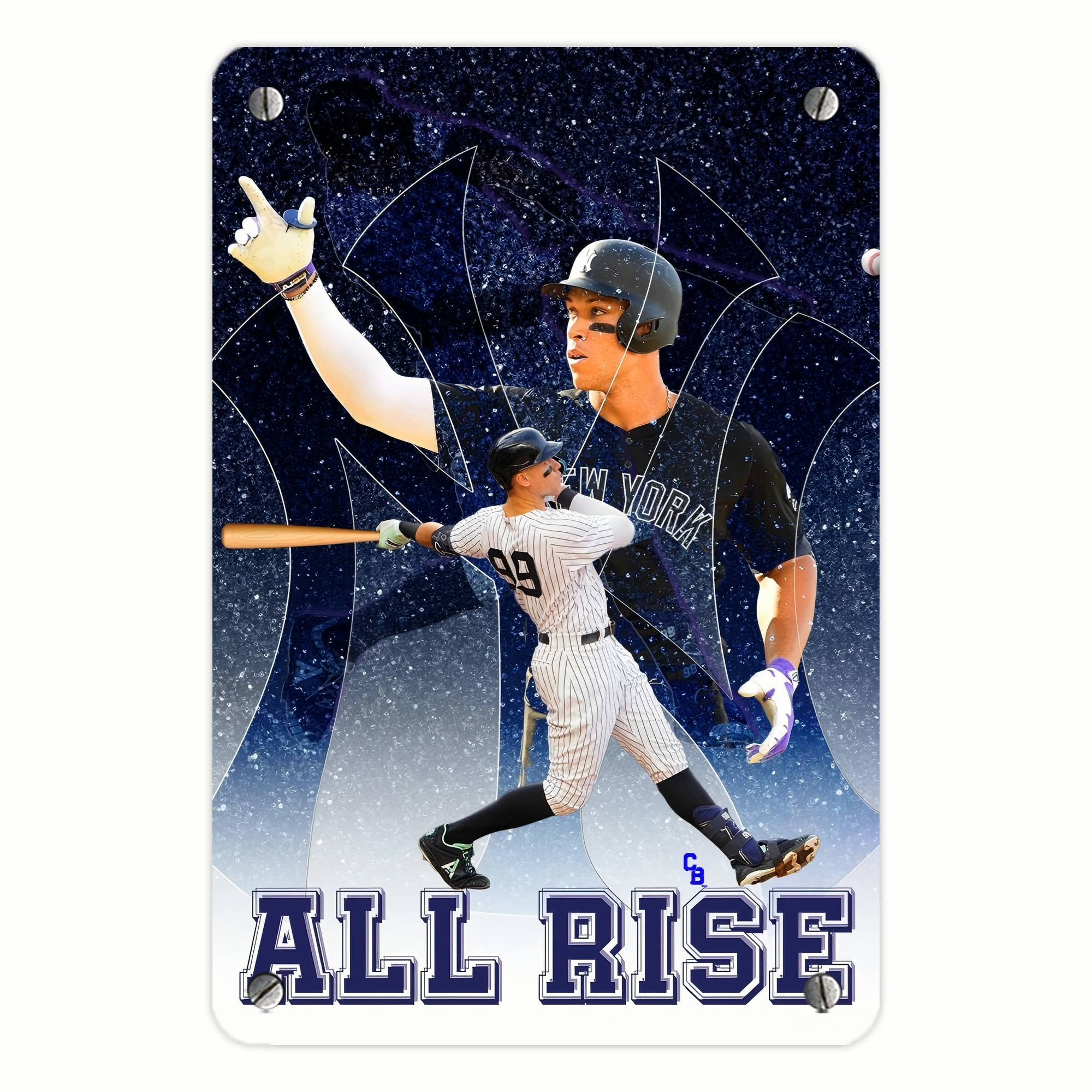 Aaron Judge 99 All Rise Metal Tin Sign 8x12inch - High-Quality Full-Print Decorative Wall Art, Durable Rust-Resistant Metal Plaque For Living Room, Bedroom, Kitchen, Office, Bar Décor