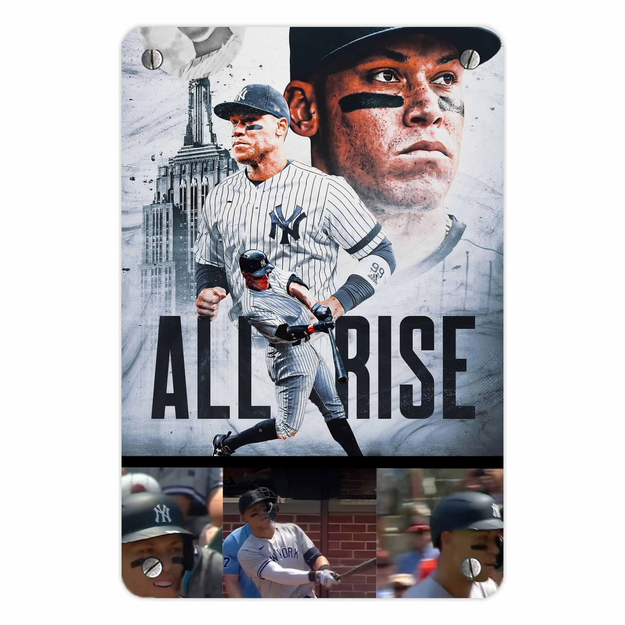 Aaron Judge 99 All Rise Metal Tin Sign 8x12inch - High-Quality Full-Print Decorative Wall Art, Durable Rust-Resistant Metal Plaque For Living Room, Bedroom, Kitchen, Office, Bar Décor