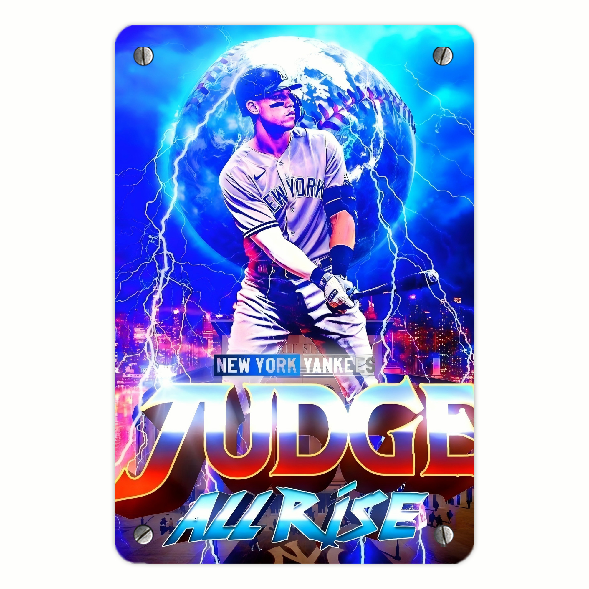 Aaron Judge 99 All Rise Metal Tin Sign 8x12inch - High-Quality Full-Print Decorative Wall Art, Durable Rust-Resistant Metal Plaque For Living Room, Bedroom, Kitchen, Office, Bar Décor