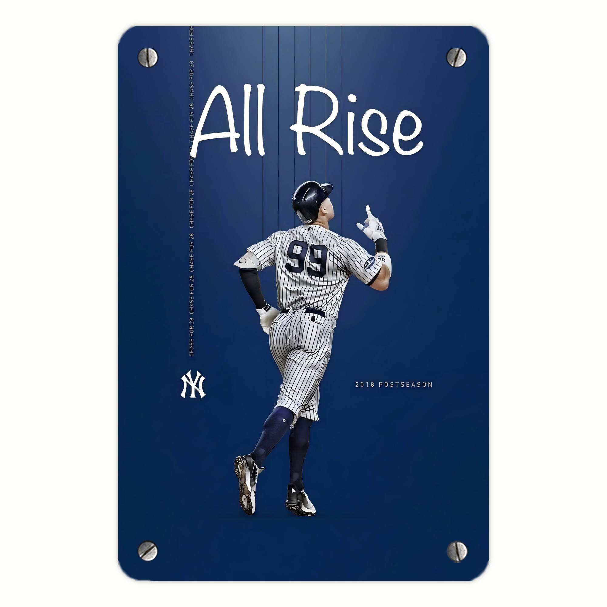 Aaron Judge 99 All Rise Metal Tin Sign 8x12inch - High-Quality Full-Print Decorative Wall Art, Durable Rust-Resistant Metal Plaque For Living Room, Bedroom, Kitchen, Office, Bar Décor