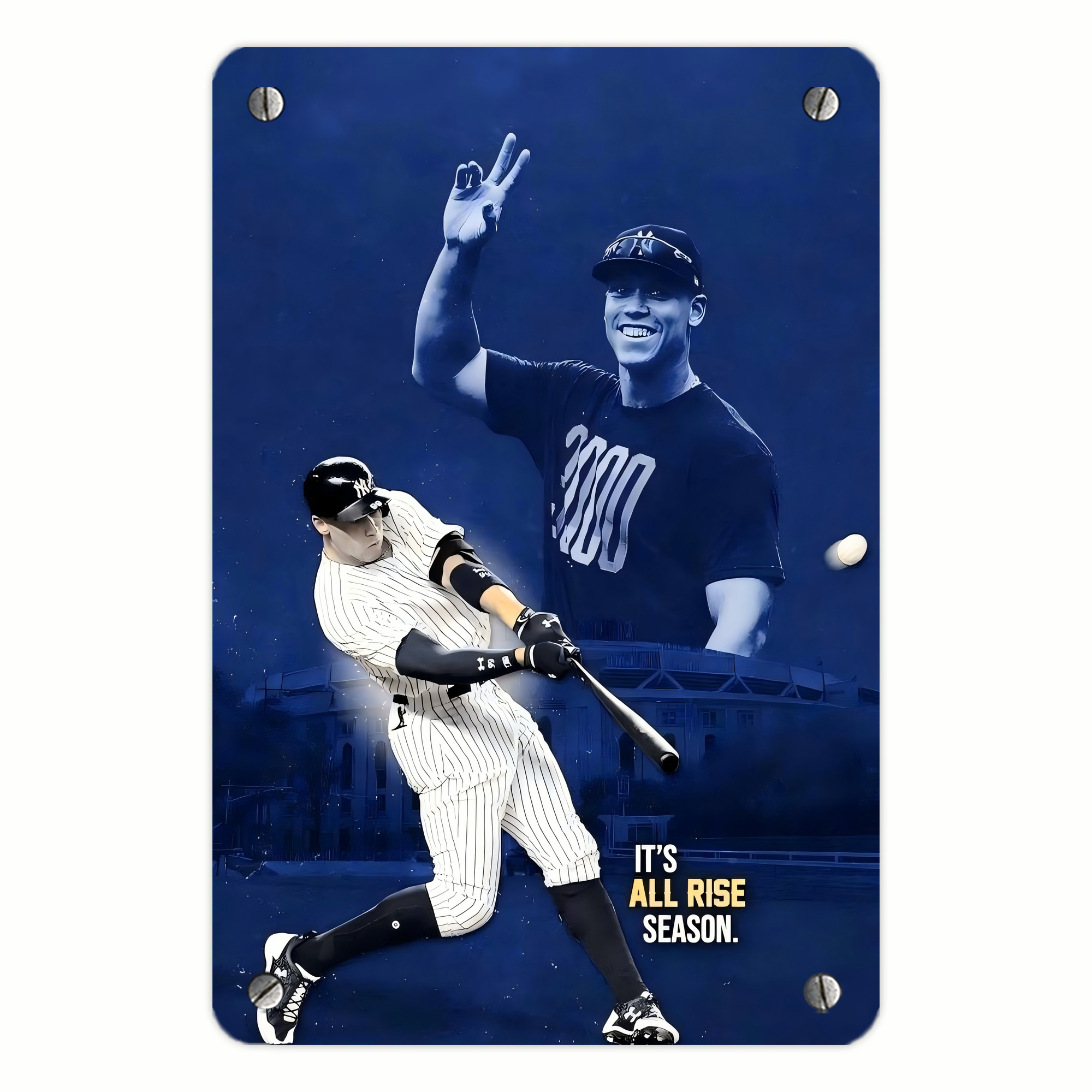 Aaron Judge It‘s All Rise Season Metal Tin Sign 8x12inch - High-Quality Full-Print Decorative Wall Art, Durable Rust-Resistant Metal Plaque For Living Room, Bedroom, Kitchen, Office, Bar Décor