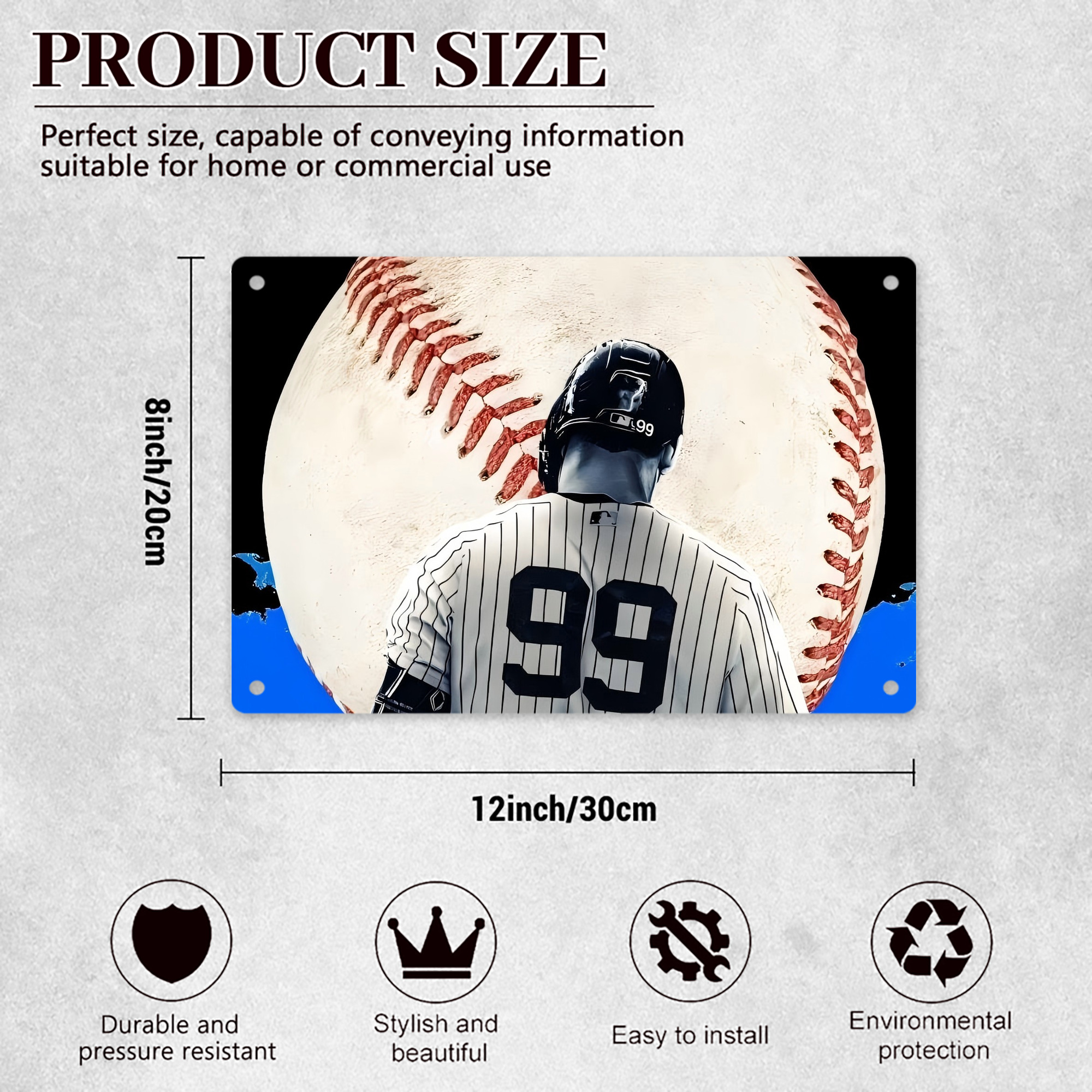 Aaron Judge 99 All Rise Decorative Aluminum Plaque – Horizontal Design – Durable, Stylish, Easy To Install – Ideal For Home, Office, Bar, And More