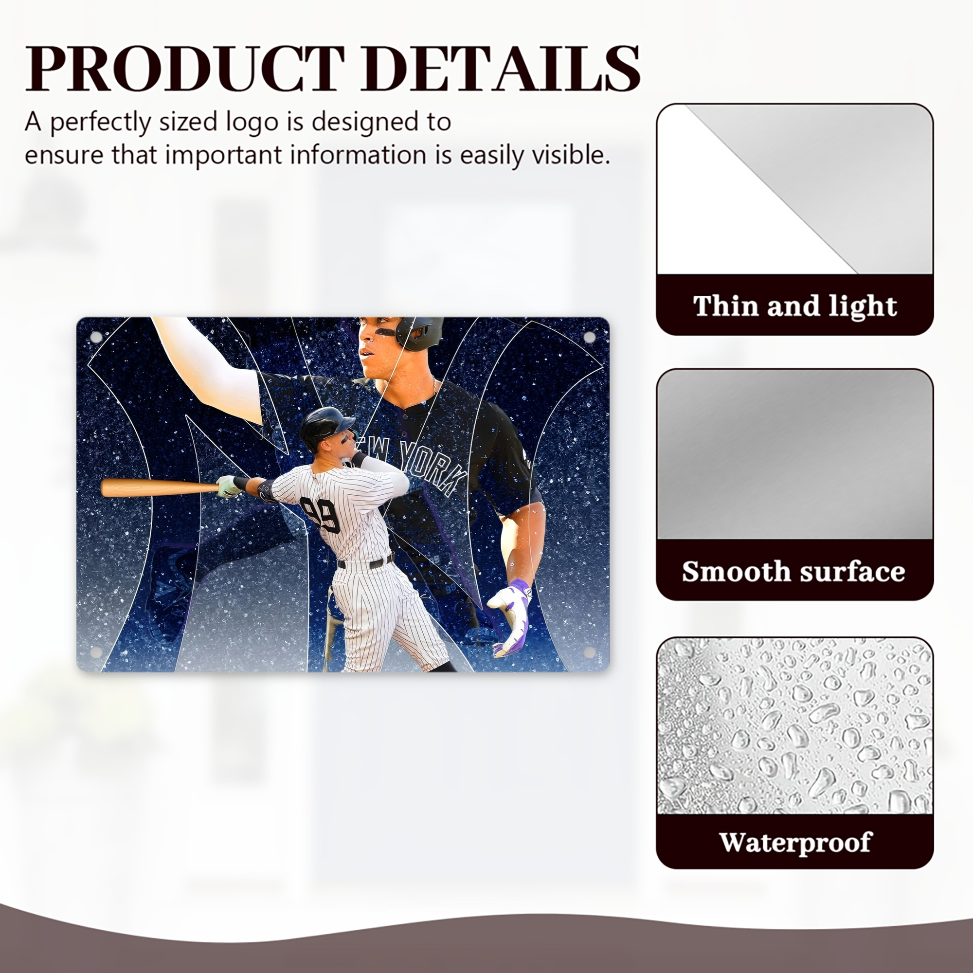 Aaron Judge 99 All Rise Decorative Aluminum Plaque – Horizontal Design – Durable, Stylish, Easy To Install – Ideal For Home, Office, Bar, And More